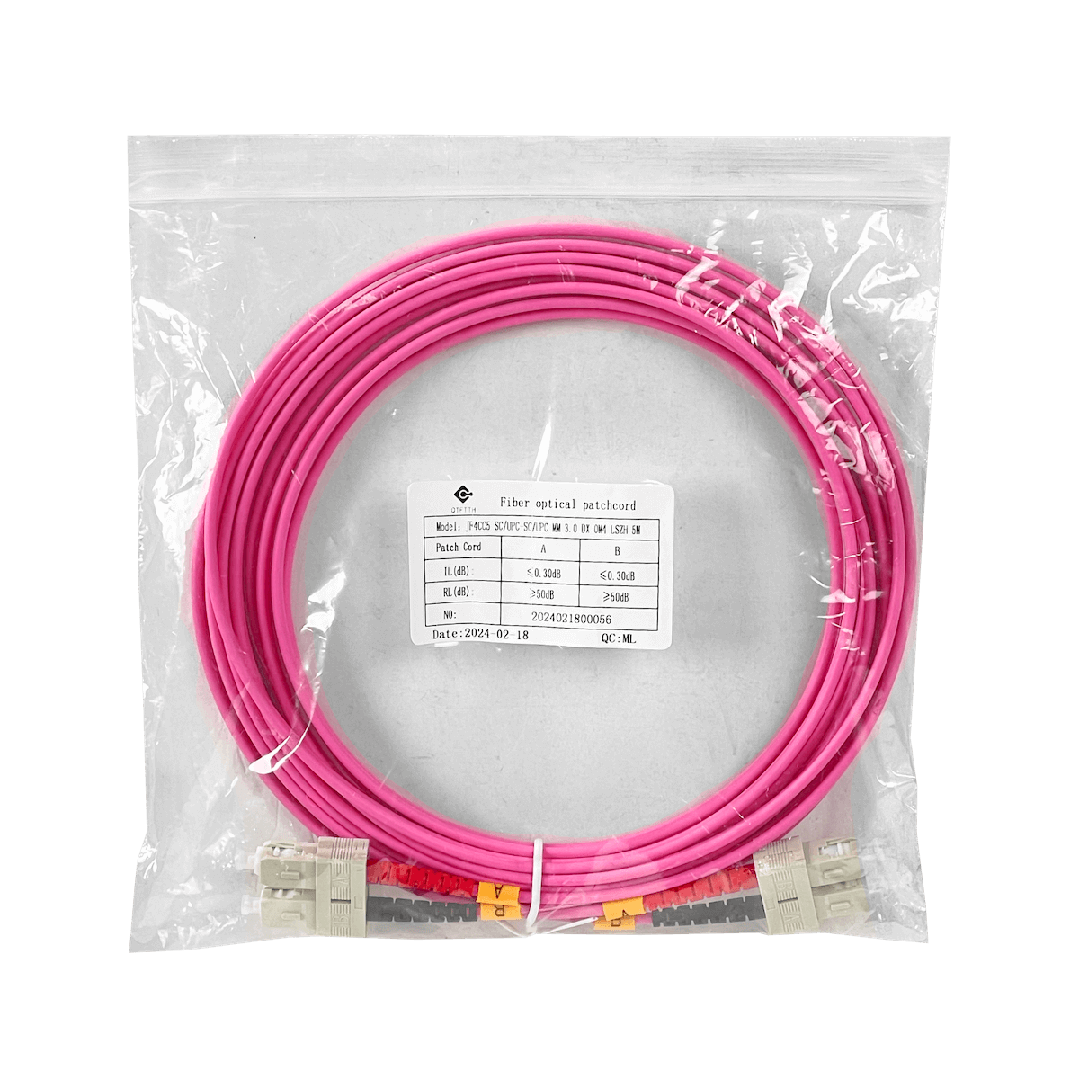 LSZH 5mt SC-SC OM4 MultiModo MM Duplex Jumper Fibra 50/125um 3mm 3