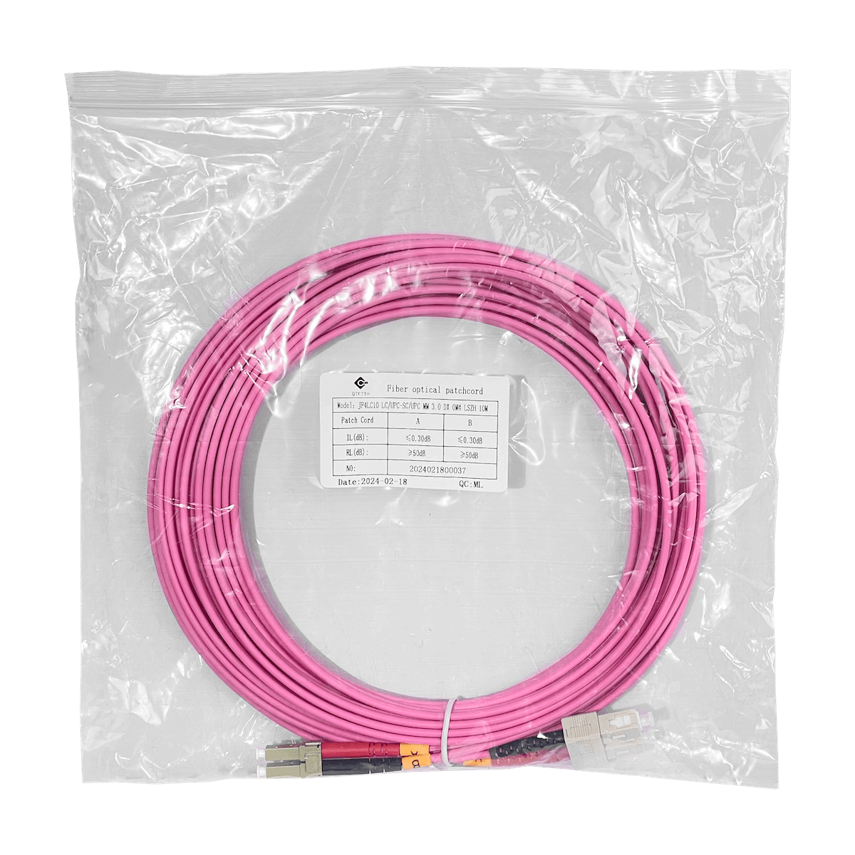 LSZH 100mt LC-SC OM4 MultiModo MM Duplex Jumper Fibra 50/125um 3mm 1