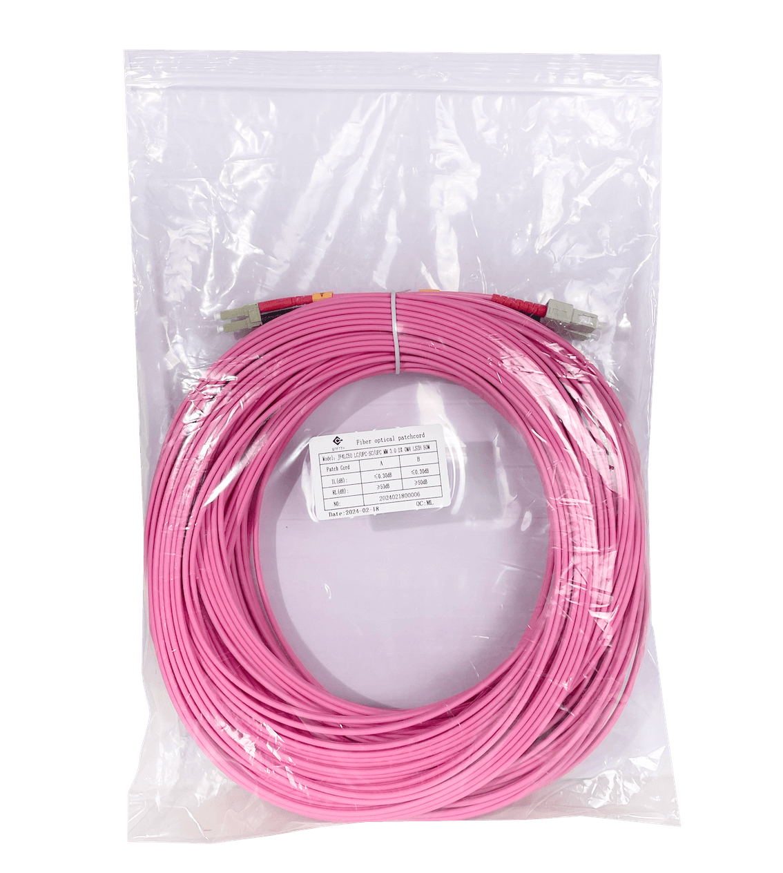 LSZH 50mt LC-SC OM4 MultiModo MM Duplex Jumper Fibra 50/125um 3mm 3