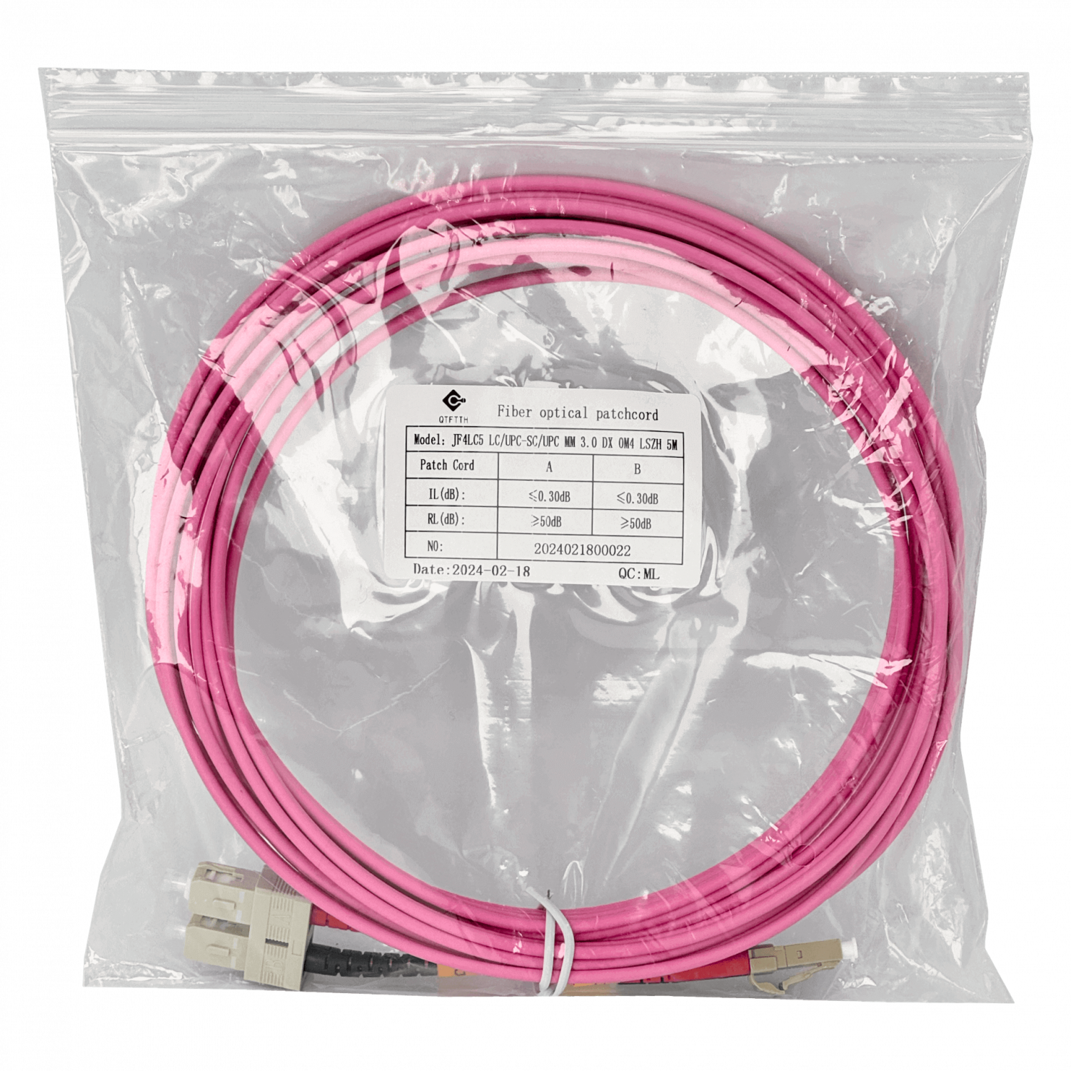 LSZH 5mt LC-SC OM4 MultiModo MM Duplex Jumper Fibra 50/125um 3mm  1