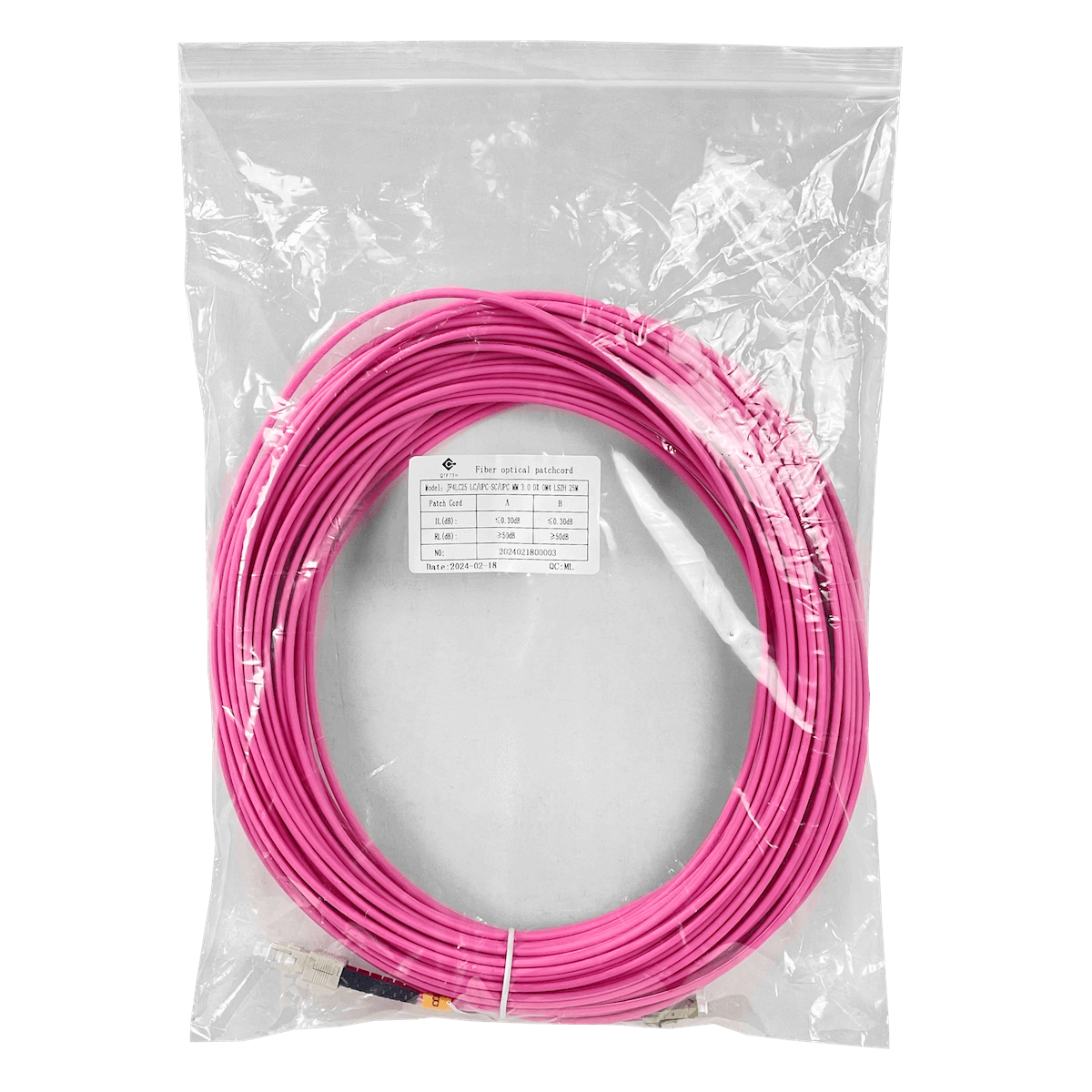 LSZH 25mt LC-SC OM4 MultiModo MM Duplex Jumper Fibra 3.0mm 50/125um 1