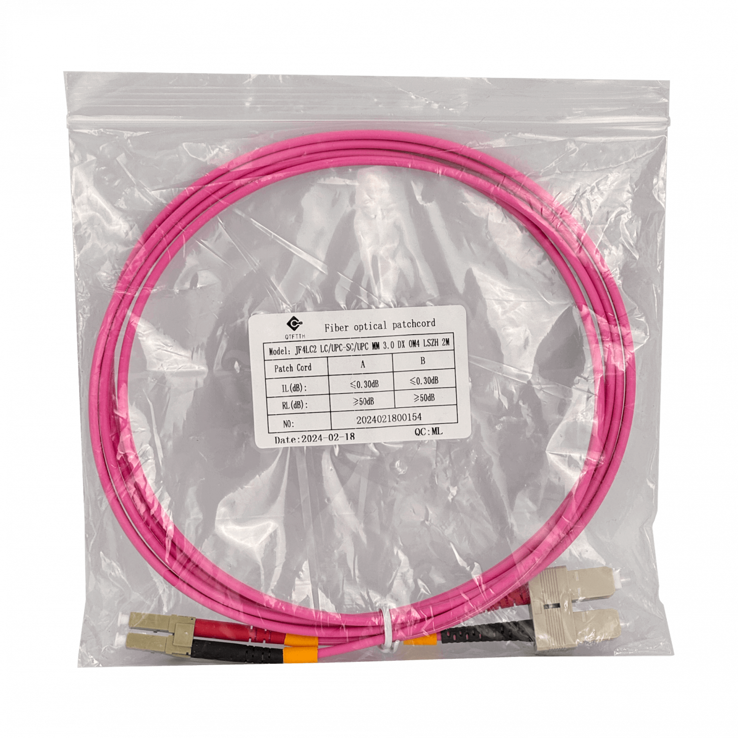 LSZH 25mt LC-SC OM4 MultiModo MM Duplex Jumper Fibra 3.0mm 50/125um 1