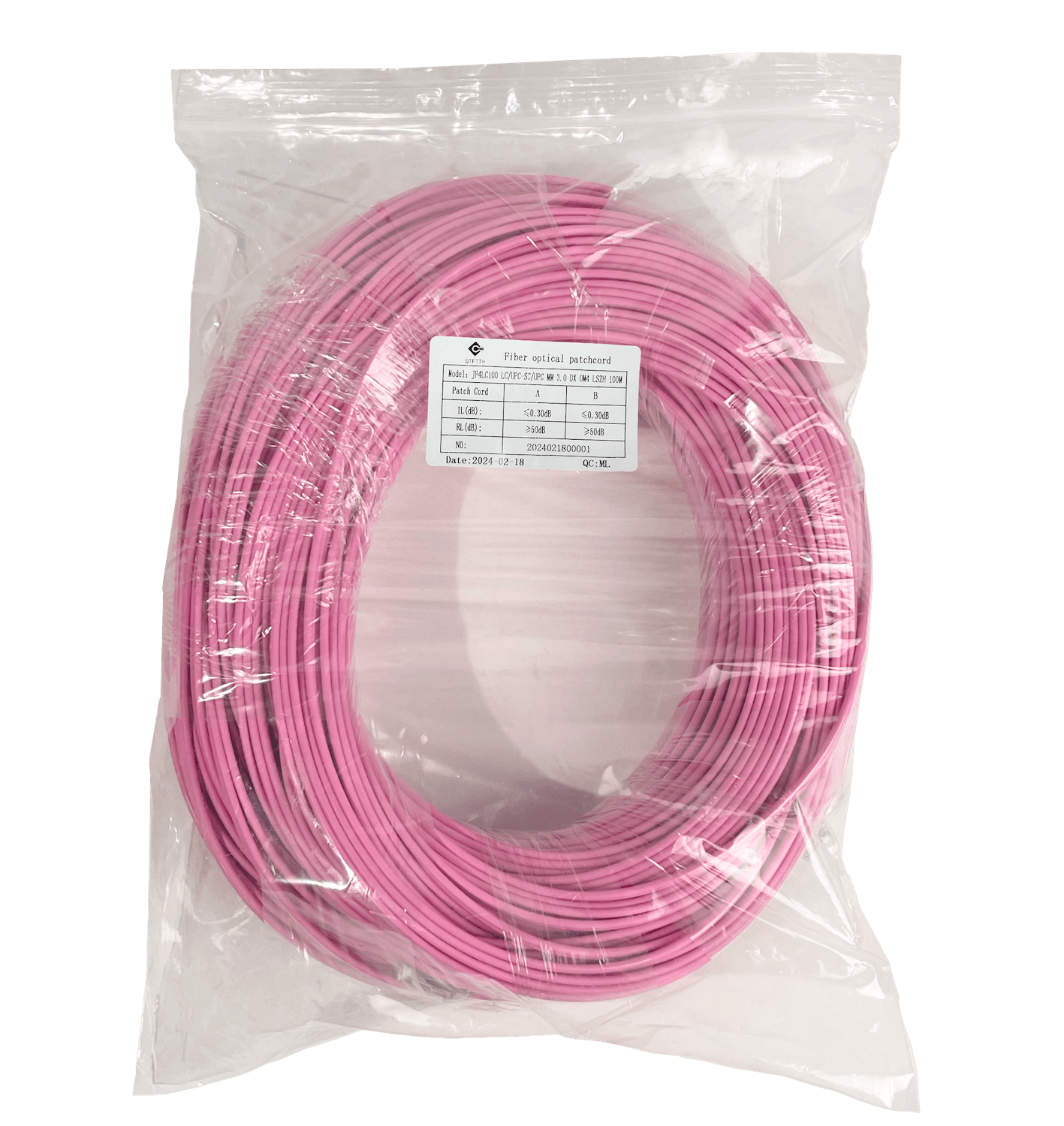 LSZH 100mt LC-SC OM4 MultiModo MM Duplex Jumper Fibra 50/125um 3mm 1