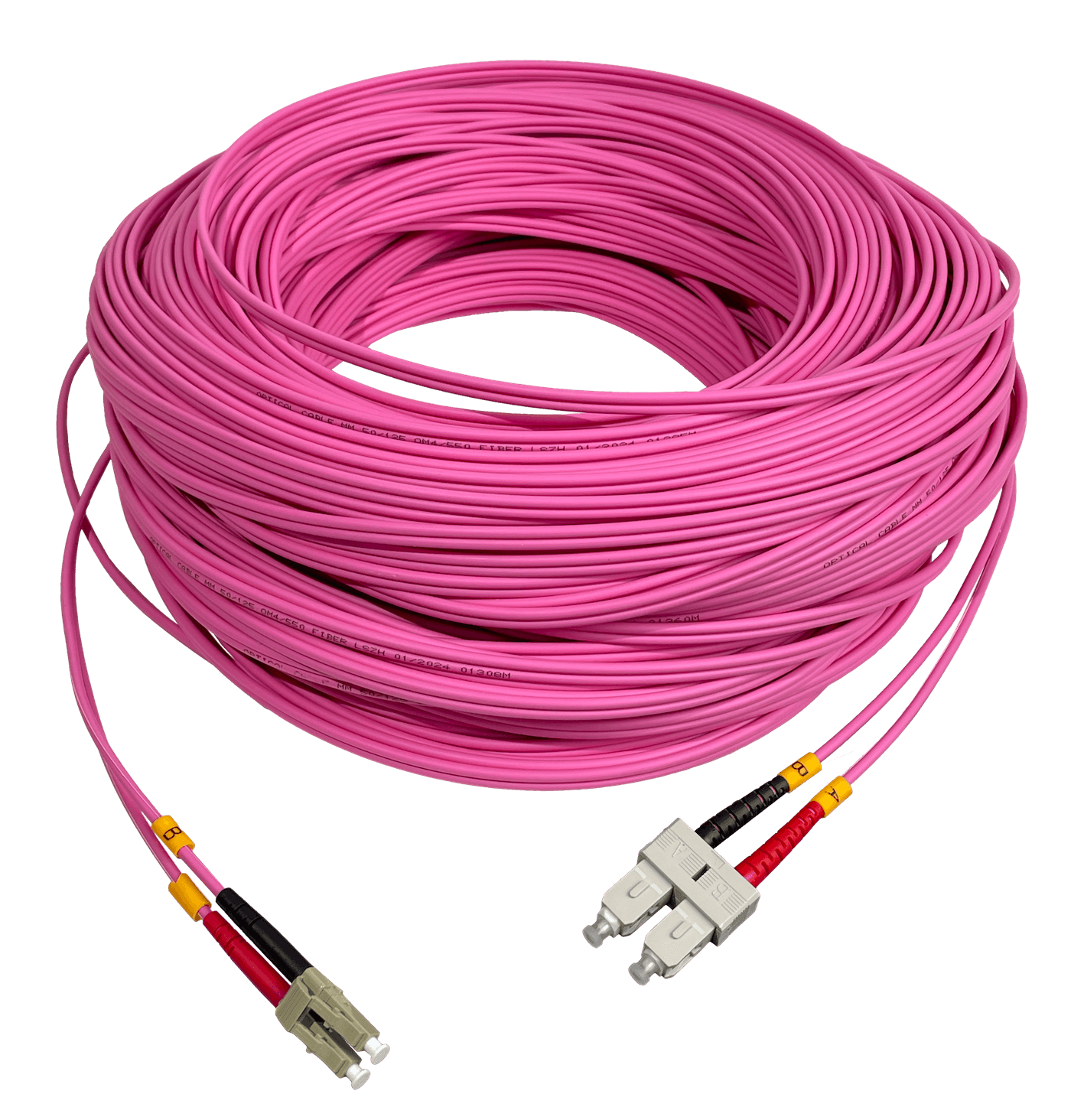 LSZH 100mt LC-SC OM4 MultiModo MM Duplex Jumper Fibra 50/125um 3mm 2