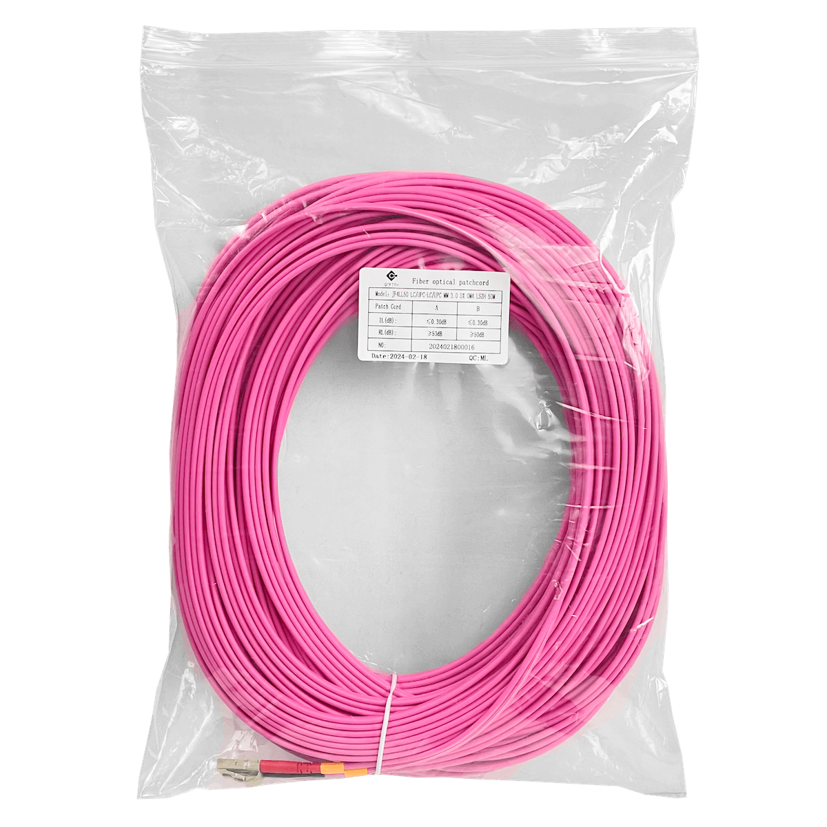 LSZH 50mt LC-LC OM4 MultiModo MM Duplex Jumper Fibra 50/125um 3mm 1