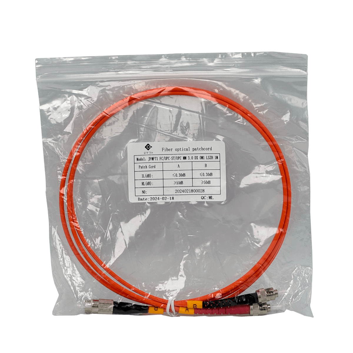 Cable Jumper de Fibra Óptica Multimodo OM1 FC-ST Duplex 1m 62.5/125µm LSZH - JFMFT1 2