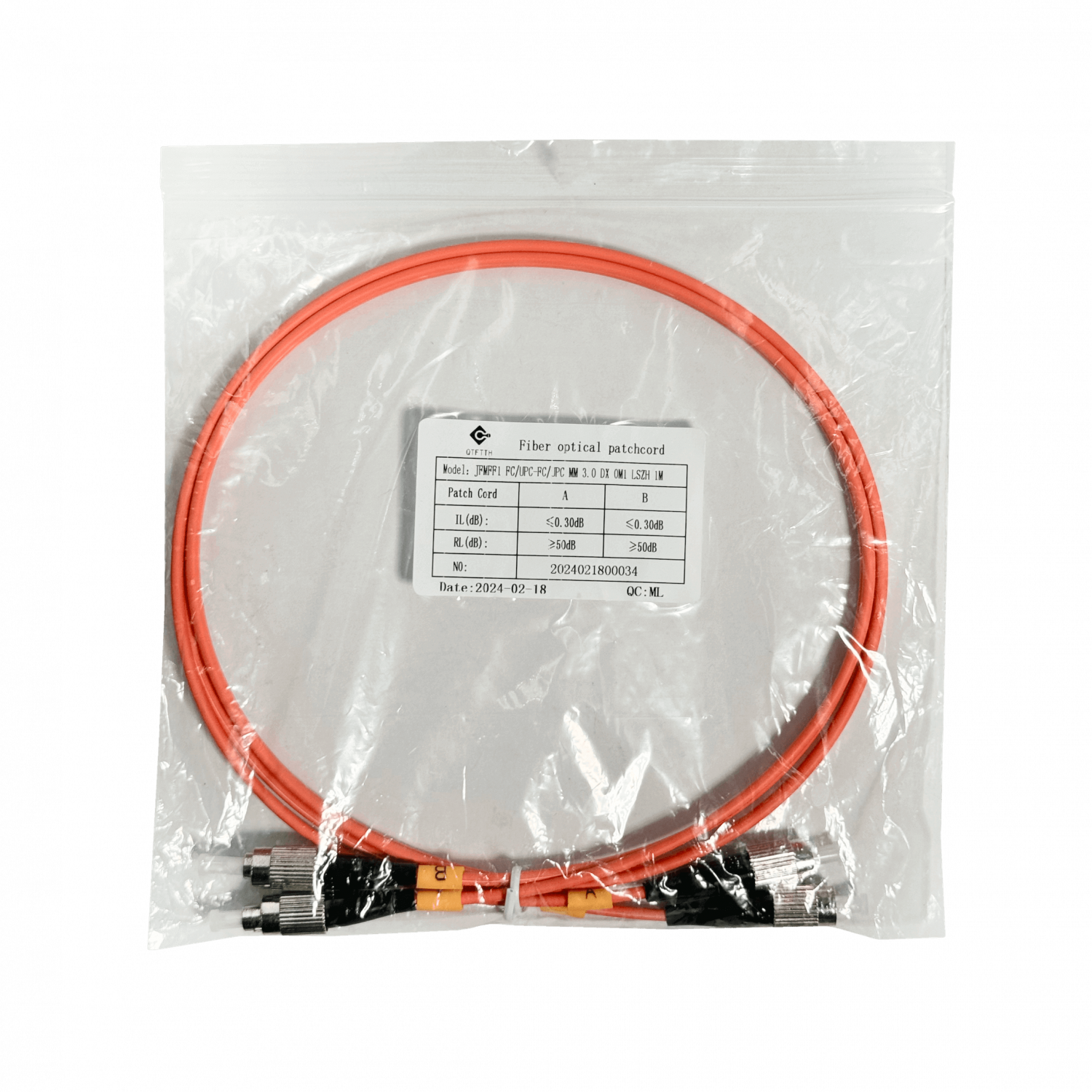 1mt FC-FC OM1 MultiModo MM Duplex Jumper Fibra 62.5/125um LSZH 2