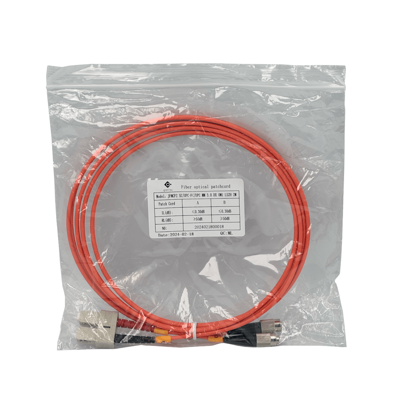 2mt SC-FC OM1 MultiModo MM Duplex Jumper Fibra 62.5/125um LSZH 2