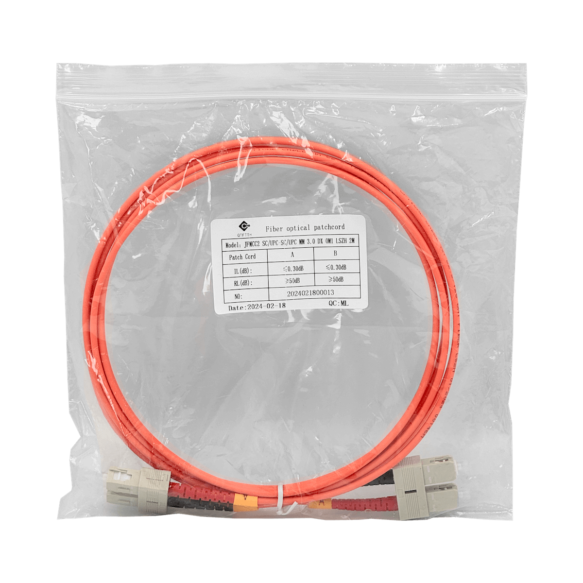 2mt SC-SC OM1 MultiModo MM Duplex Jumper Fibra 62.5/125um 3mm LSZH 3