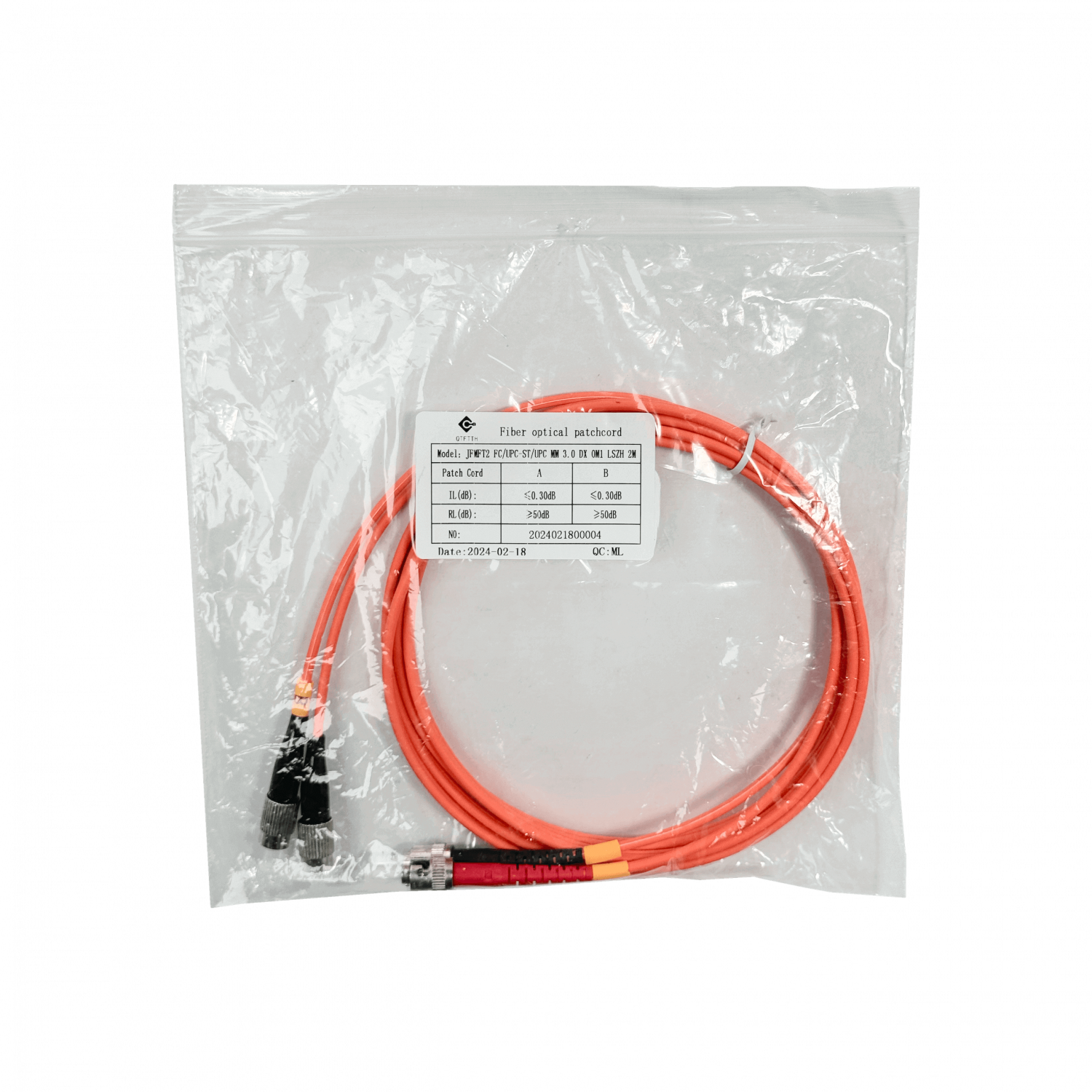 2mt FC-ST OM1 Multimodo MM Duplex Jumper Fibra 62.5/125um LSZH 2