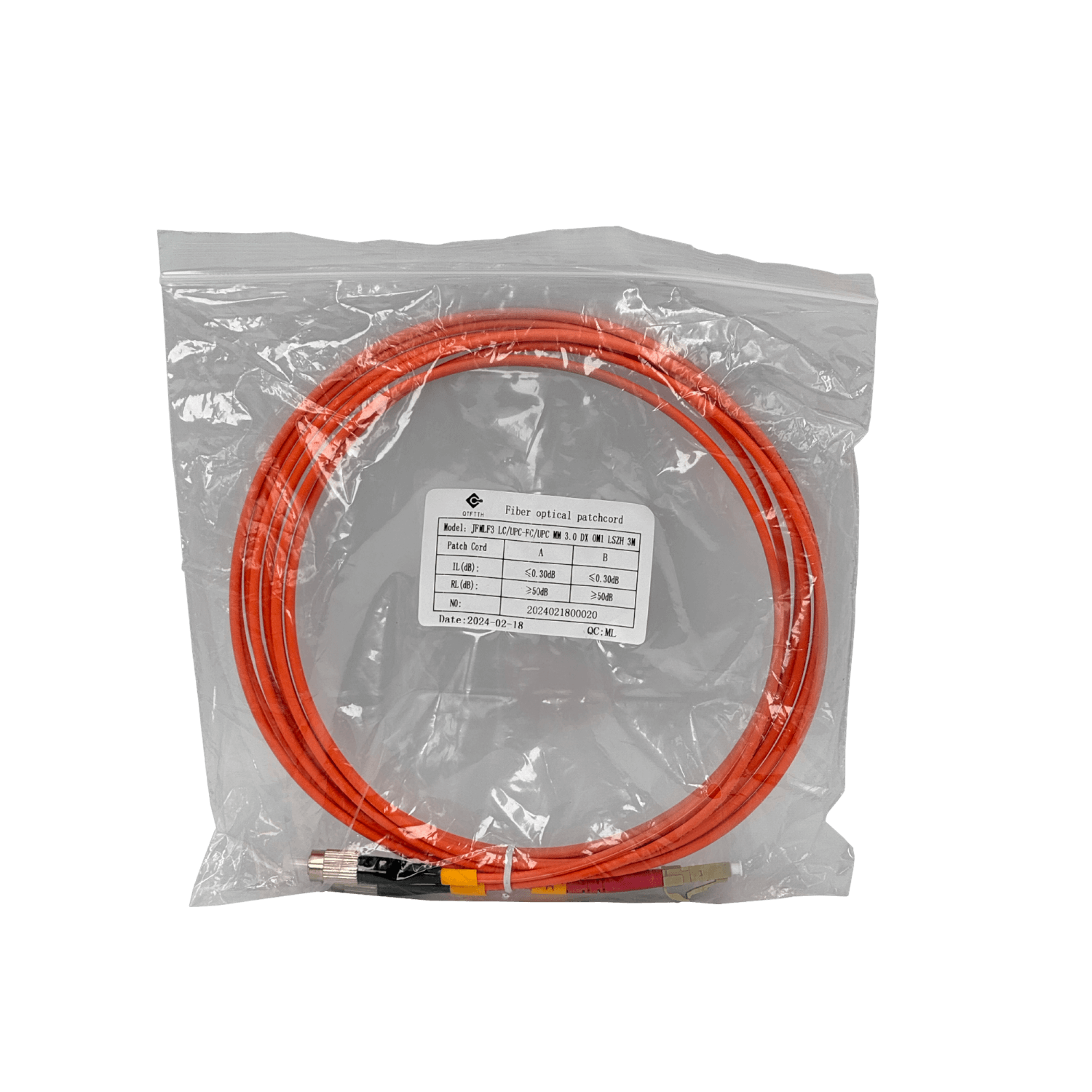 3mt LC-FC OM1 MultiModo MM Duplex Jumper Fibra 62.5/125um LSZH 1