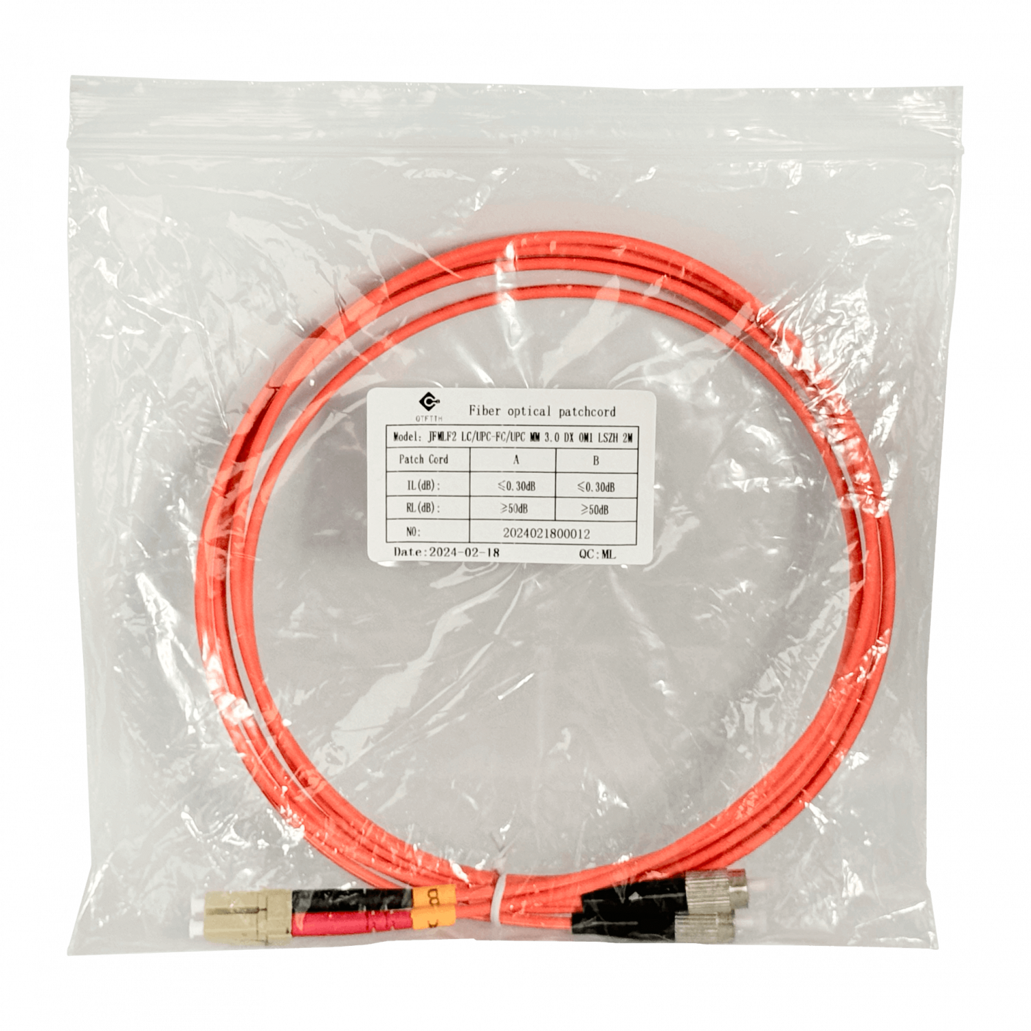 2mt LC-FC OM1 MultiModo MM Duplex Jumper Fibra 62.5/125um LSZH 1