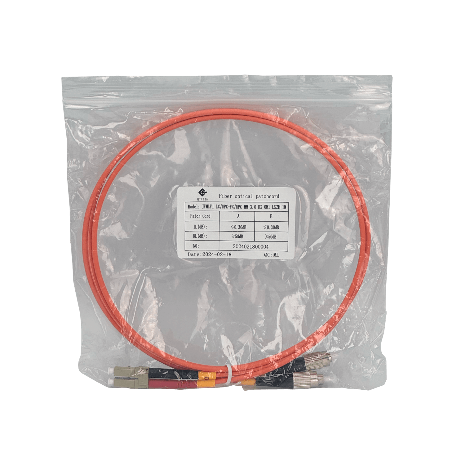 1mt LC-FC OM1 MultiModo MM Duplex Jumper Fibra 62.5/125um LSZH 1