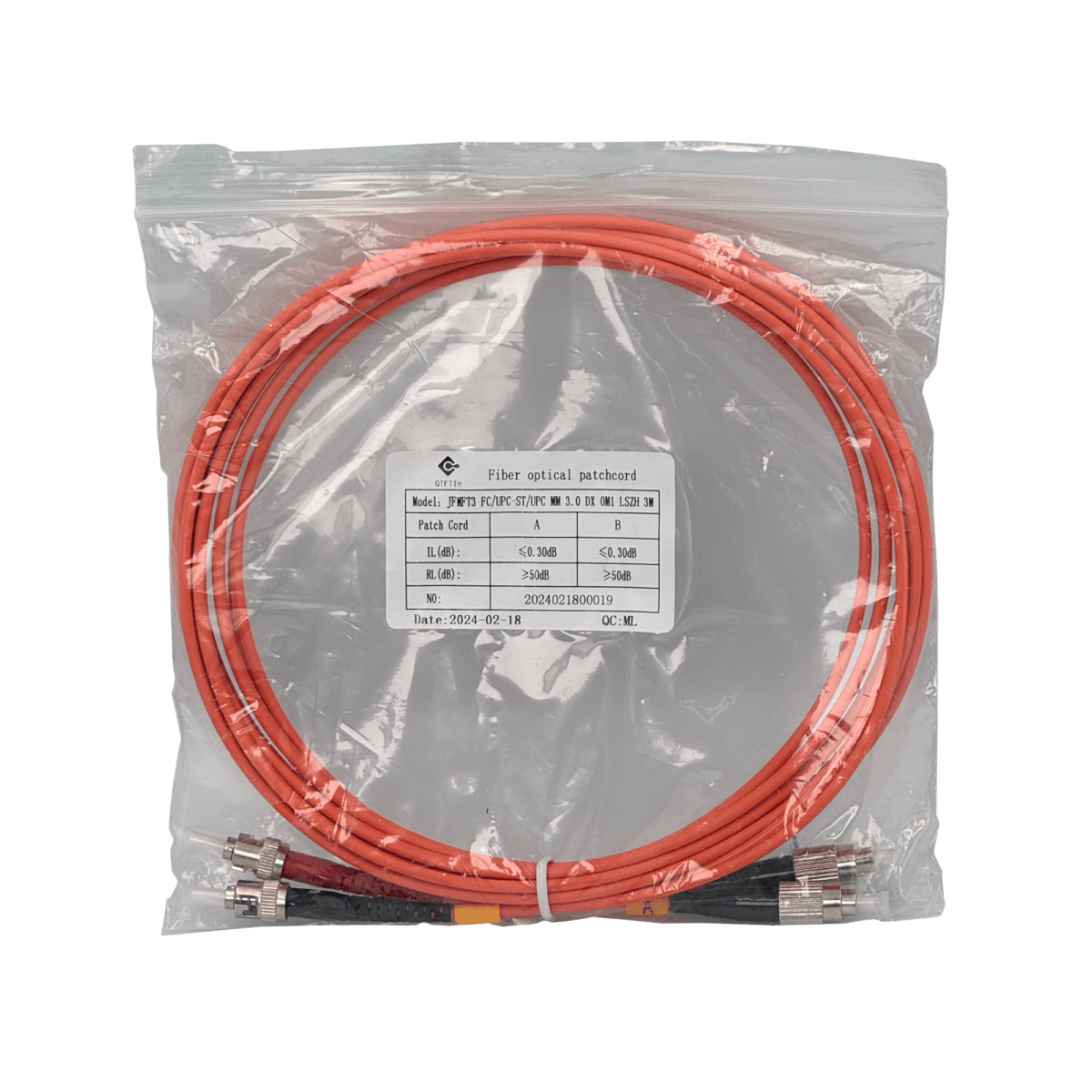 3mt FC-ST OM1 Multimodo MM Duplex Jumper Fibra 62.5/125um LSZH 1