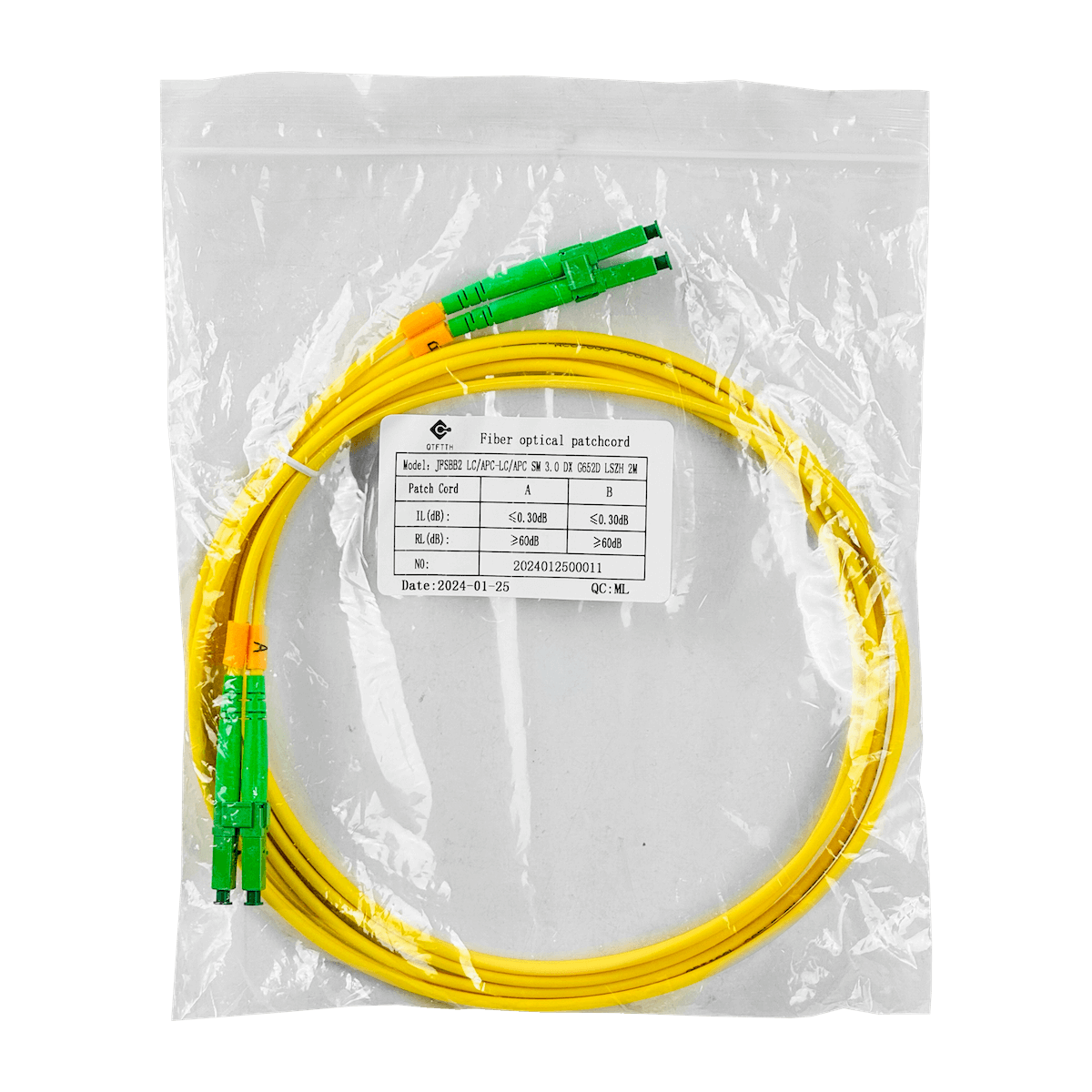 2mt SM LC/APC-LC/APC MonoModo SM Duplex Jumper Cable Fibra 3.0mm 9/125 2