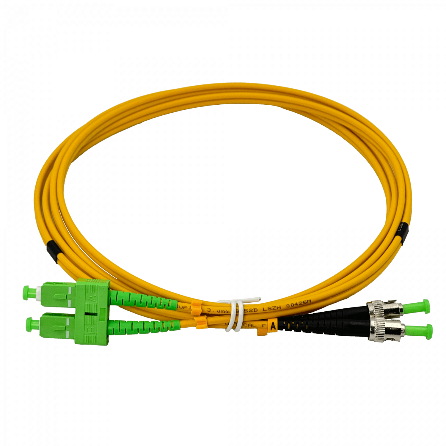 2mt SC/APC-ST/APC MonoModo SM Duplex Jumper Cable Fibra 9/125um 3mm 2