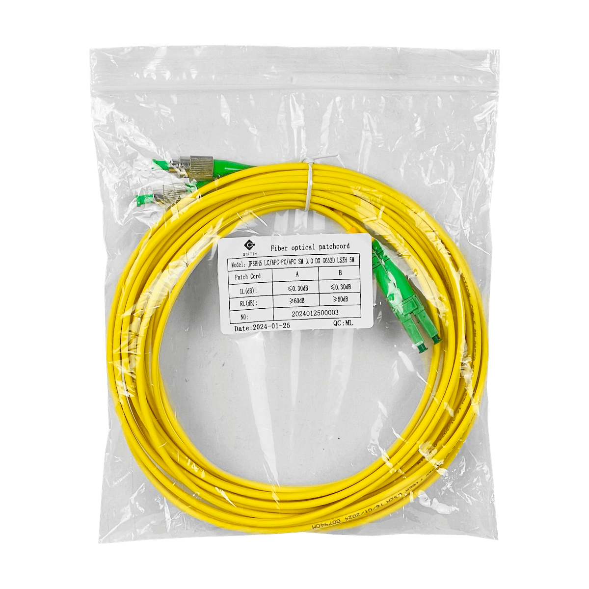 5mt LC/APC-FC/APC MonoModo SM Duplex Jumper Cable Fibra 9/125um 3