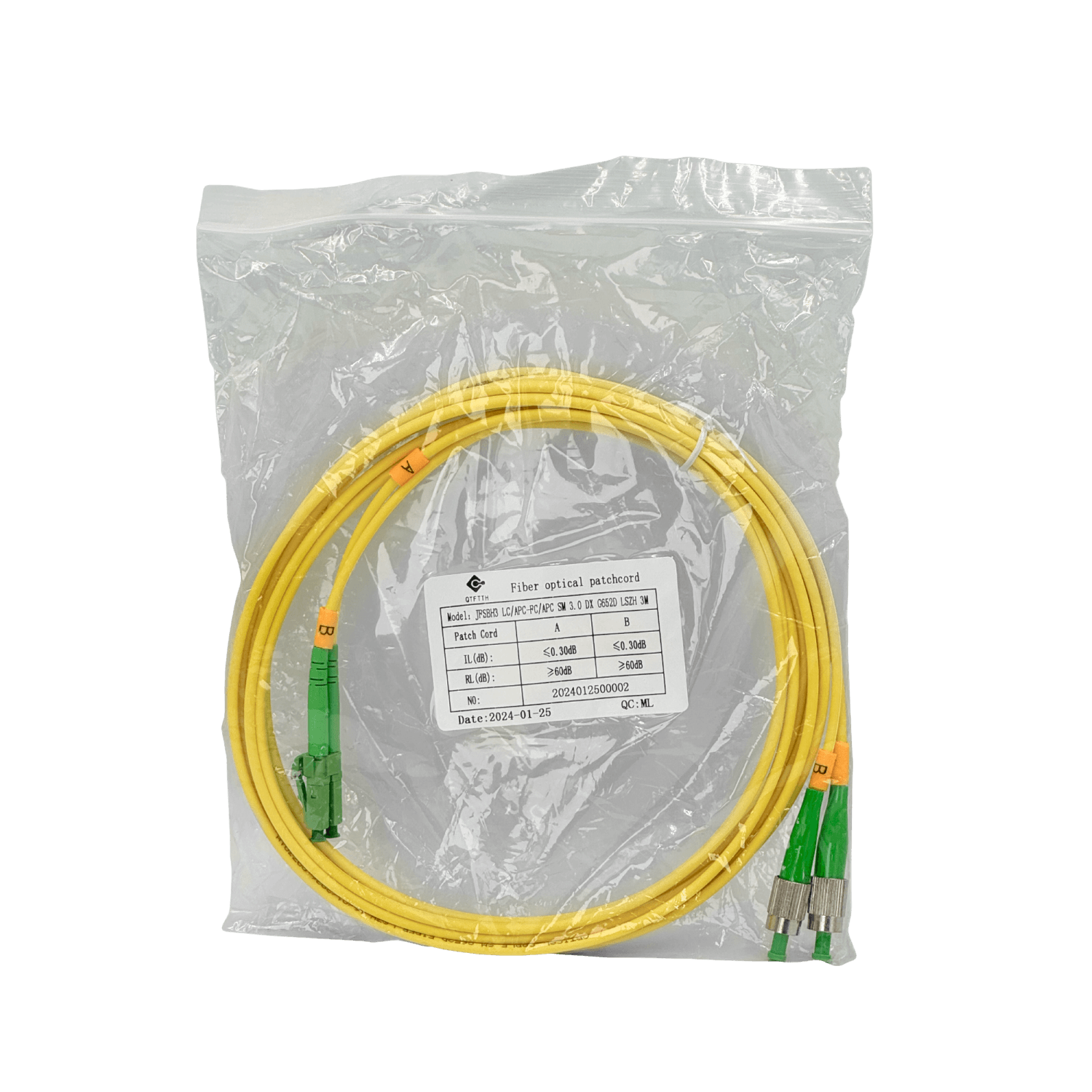 3mt LC/APC-FC/APC MonoModo SM Duplex Jumper Cable Fibra 9/125um 3