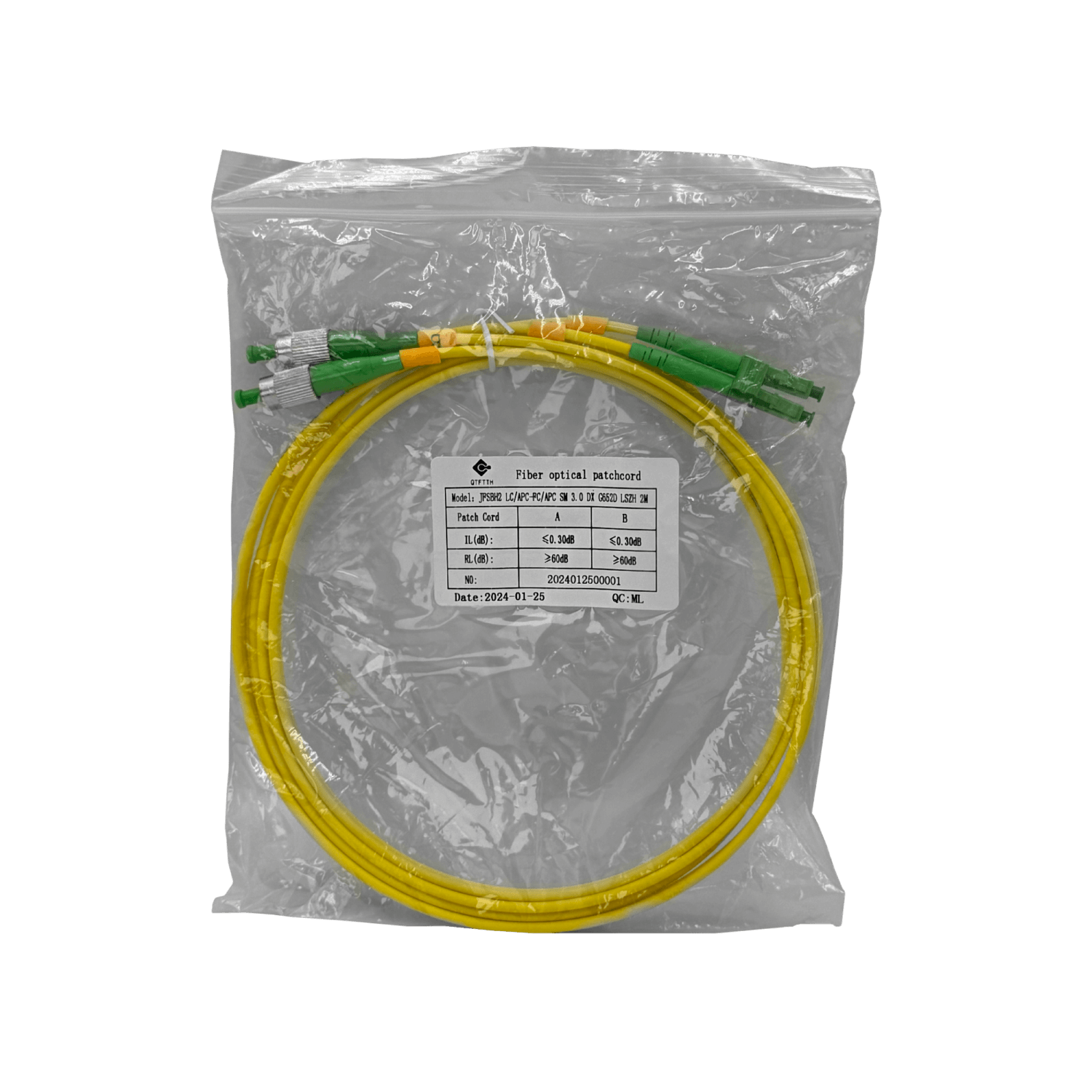 2mt LC/APC-FC/APC MonoModo SM Duplex Jumper Cable Fibra 9/125um 2