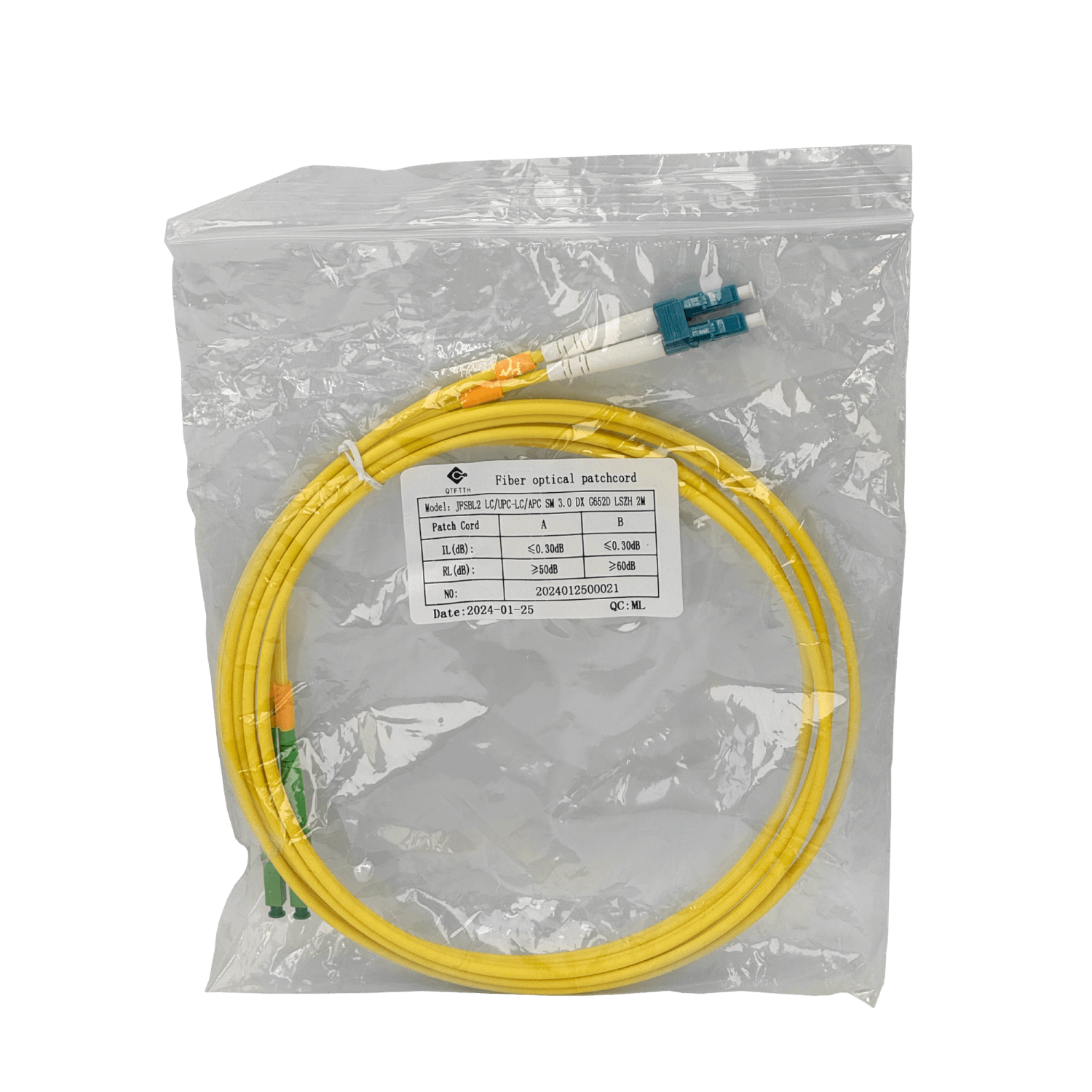 2mt SM LC/UPC-LC/APC MonoModo SM Duplex Jumper Cable Fibra 3.0mm 9/125 2
