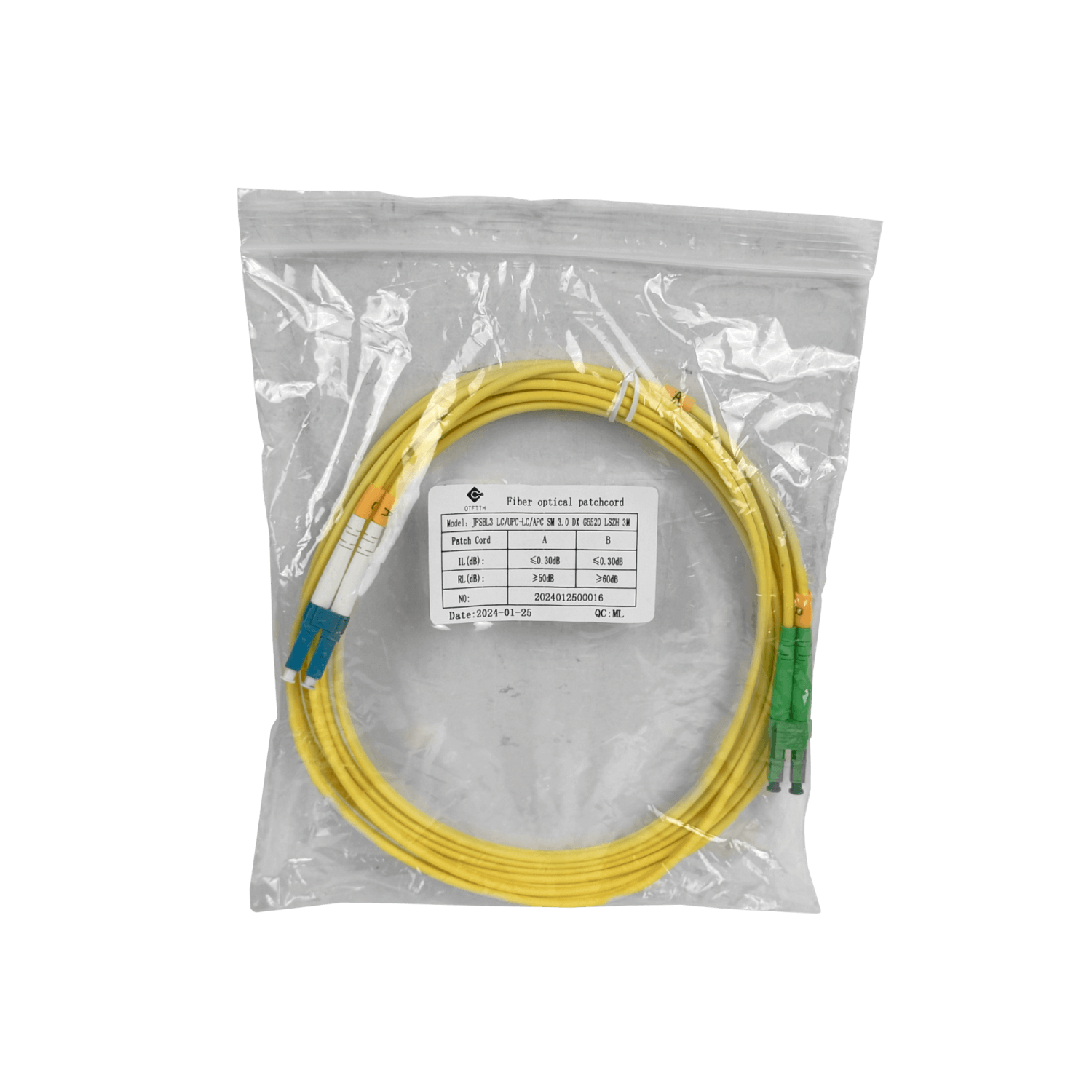 3mt SM LC/UPC-LC/APC MonoModo SM Duplex Jumper Cable Fibra 3.0mm 9/125 3