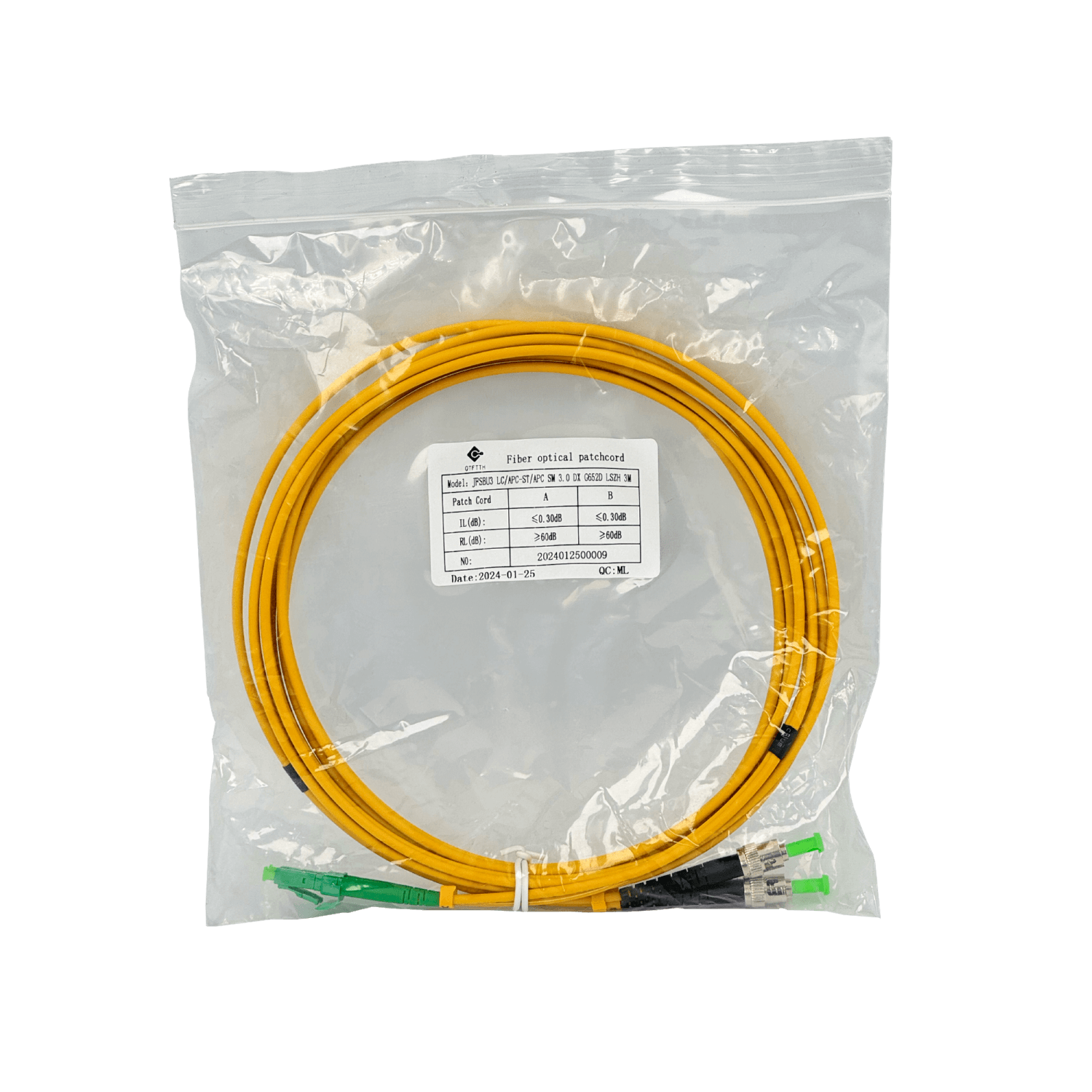 3mt LC/APC-ST/APC MonoModo SM Duplex Jumper Cable Fibra 9/125um 3mm 1