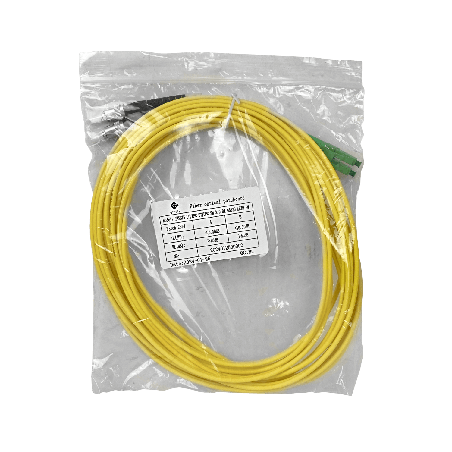 5mt SM LC/APC-ST/UPC MonoModo SM Duplex Jumper Cable Fibra 3.0mm 9/125 2