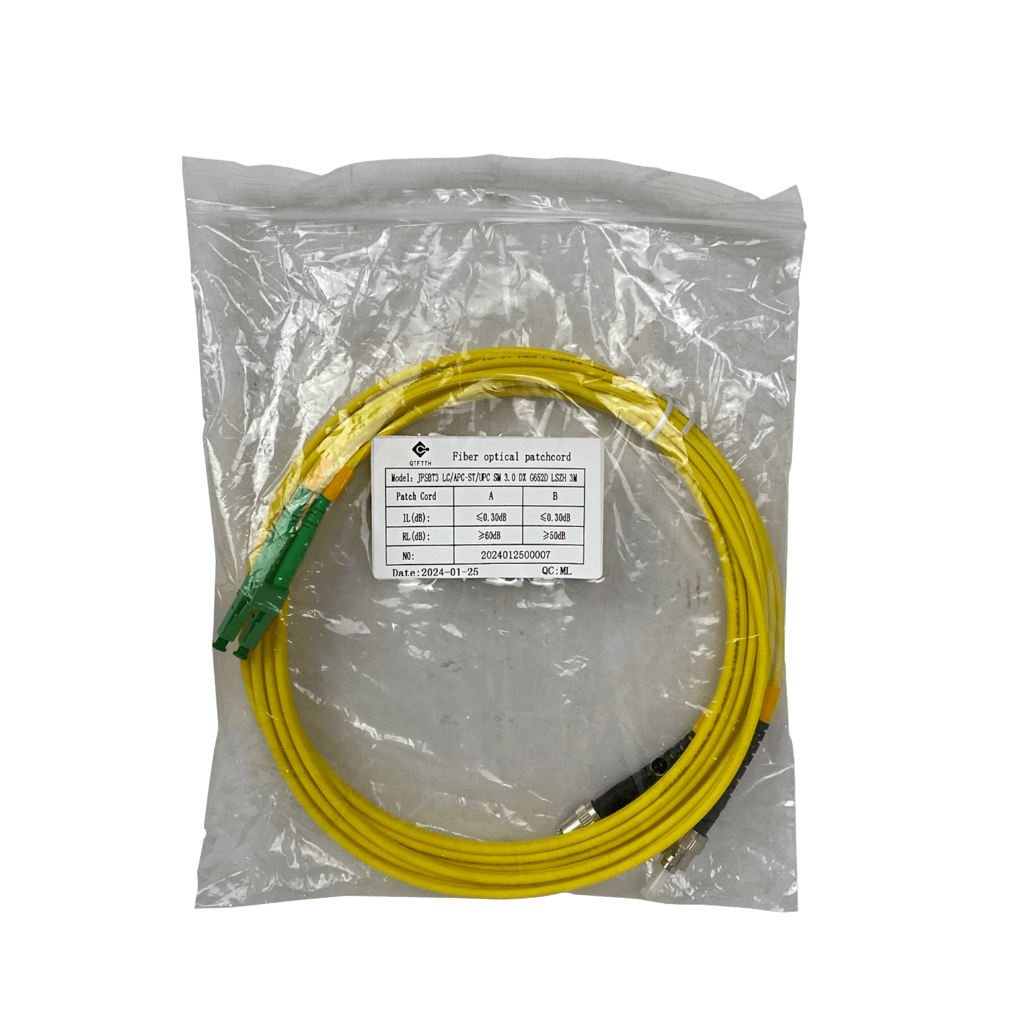 3mt SM LC/APC-ST/UPC MonoModo SM Duplex Jumper Cable Fibra 3.0mm 9/125 2