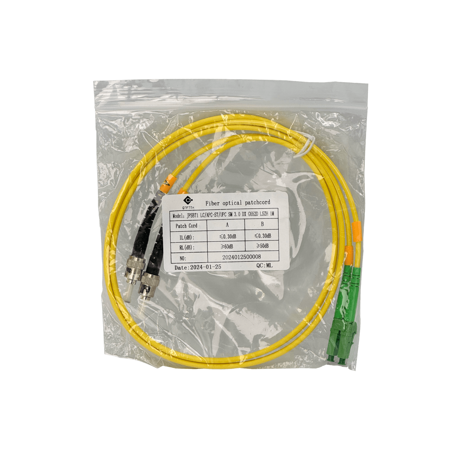 1mt SM LC/APC-ST/UPC MonoModo SM Duplex Jumper Cable Fibra 3.0mm 9/125 1