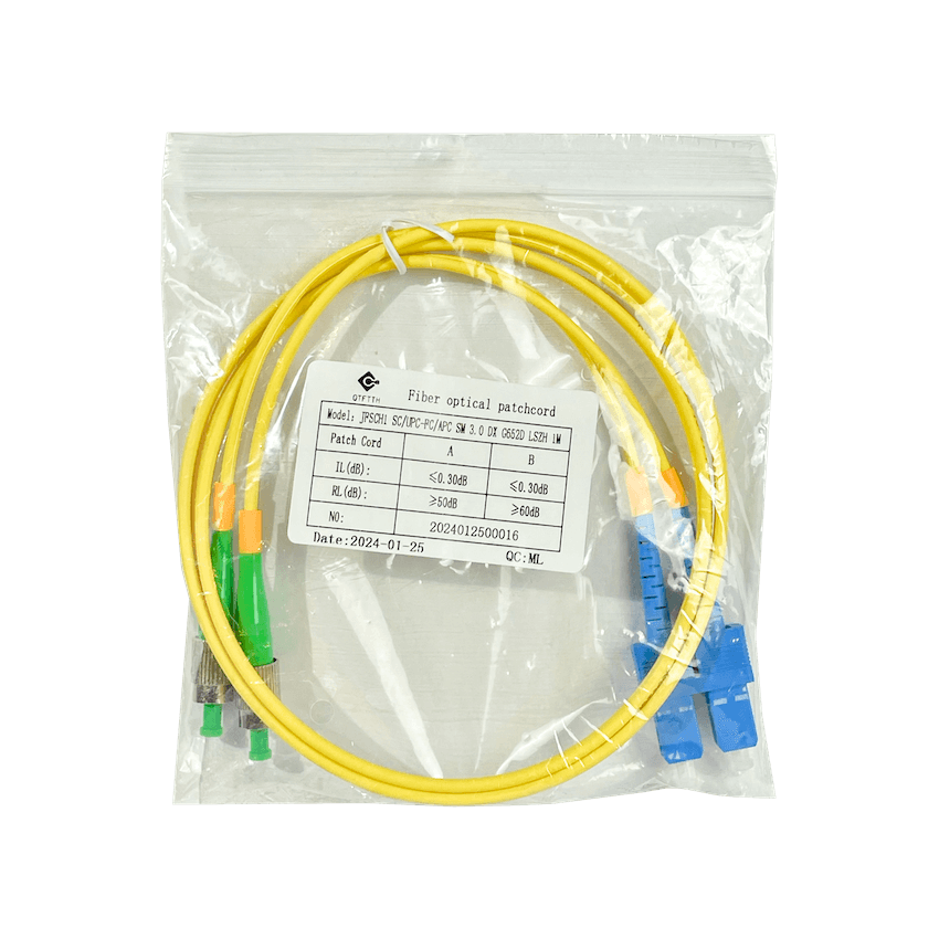 1mt SC/UPC-FC/APC MonoModo SM Duplex Jumper Cable Fibra 9/125um 3mm 2
