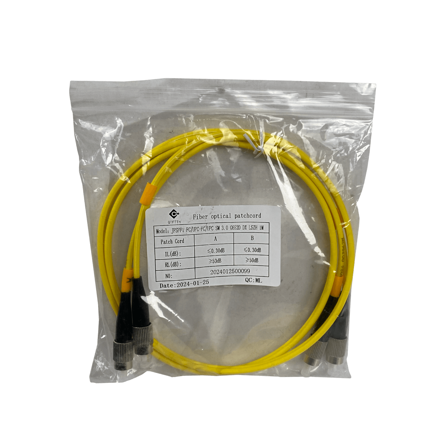 1mt FC/UPC-FC/UPC MonoModo SM Duplex Jumper Cable Fibra 9/125um 3mm 1