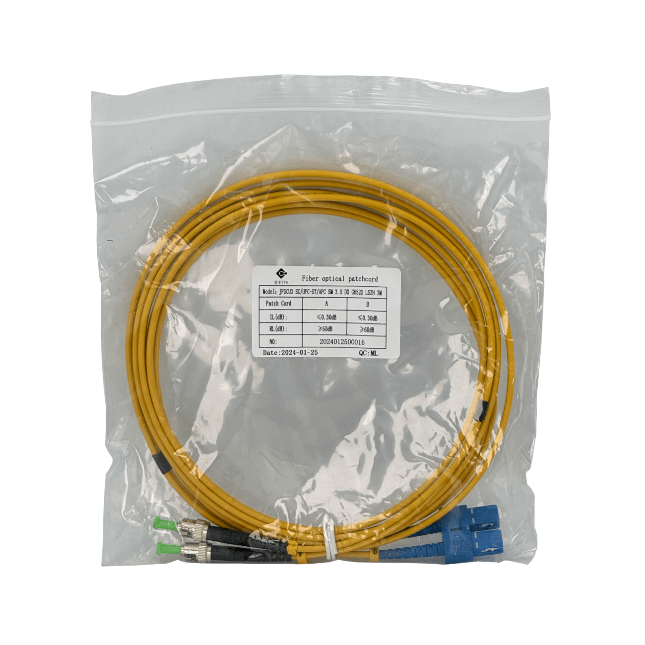 3mt SC/UPC-ST/APC MonoModo SM Duplex Jumper Cable Fibra 3.0mm 9/125um 3