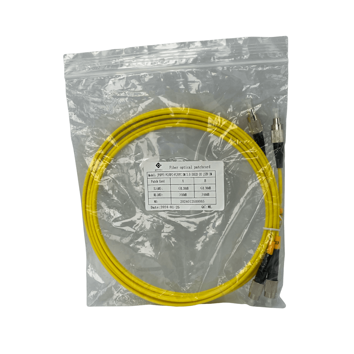 2mt FC/UPC-FC/UPC MonoModo SM Duplex Jumper Cable Fibra 9/125um 3mm 2