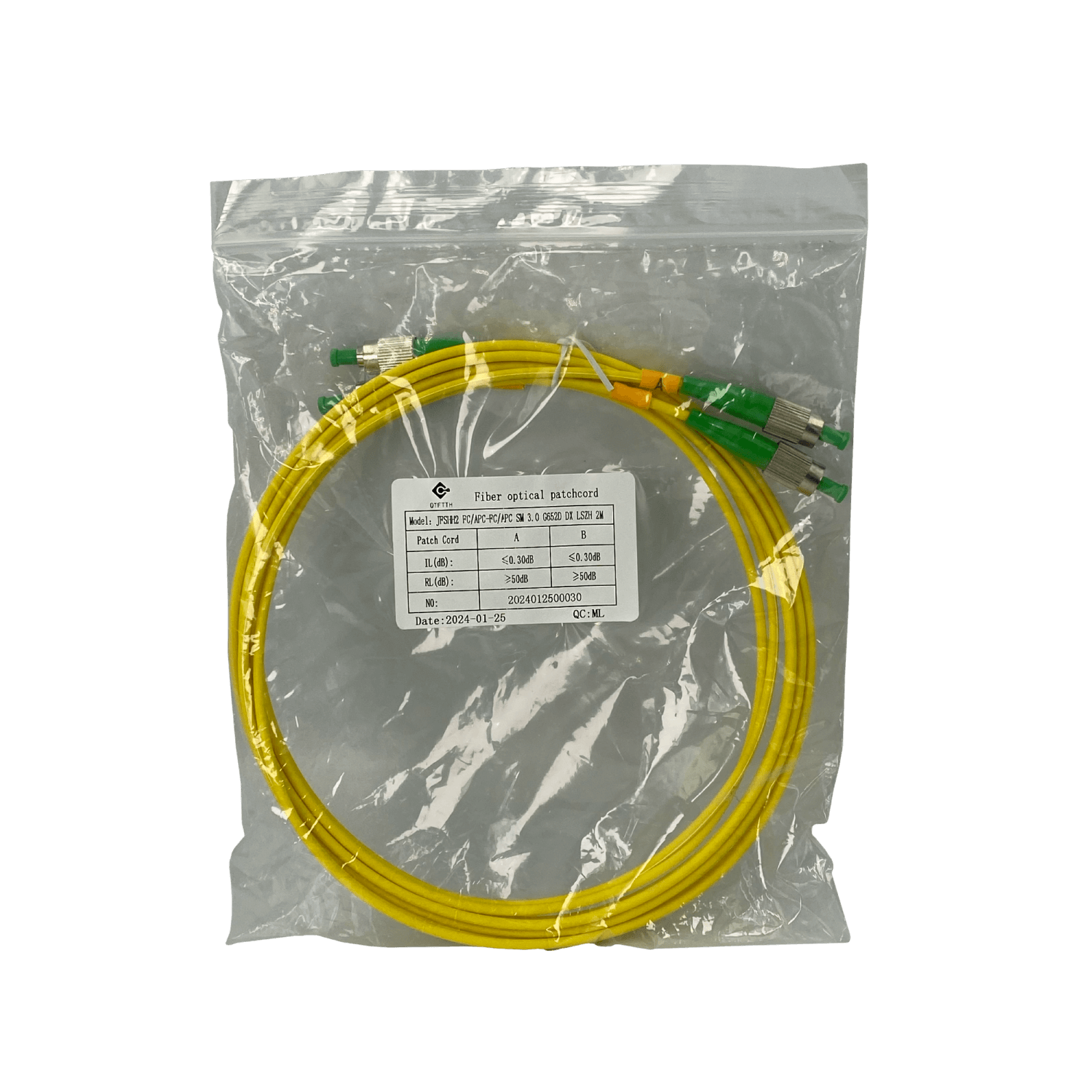 2mt FC/APC-FC/APC MonoModo SM Duplex Jumper Cable Fibra 9/125um 3mm 3