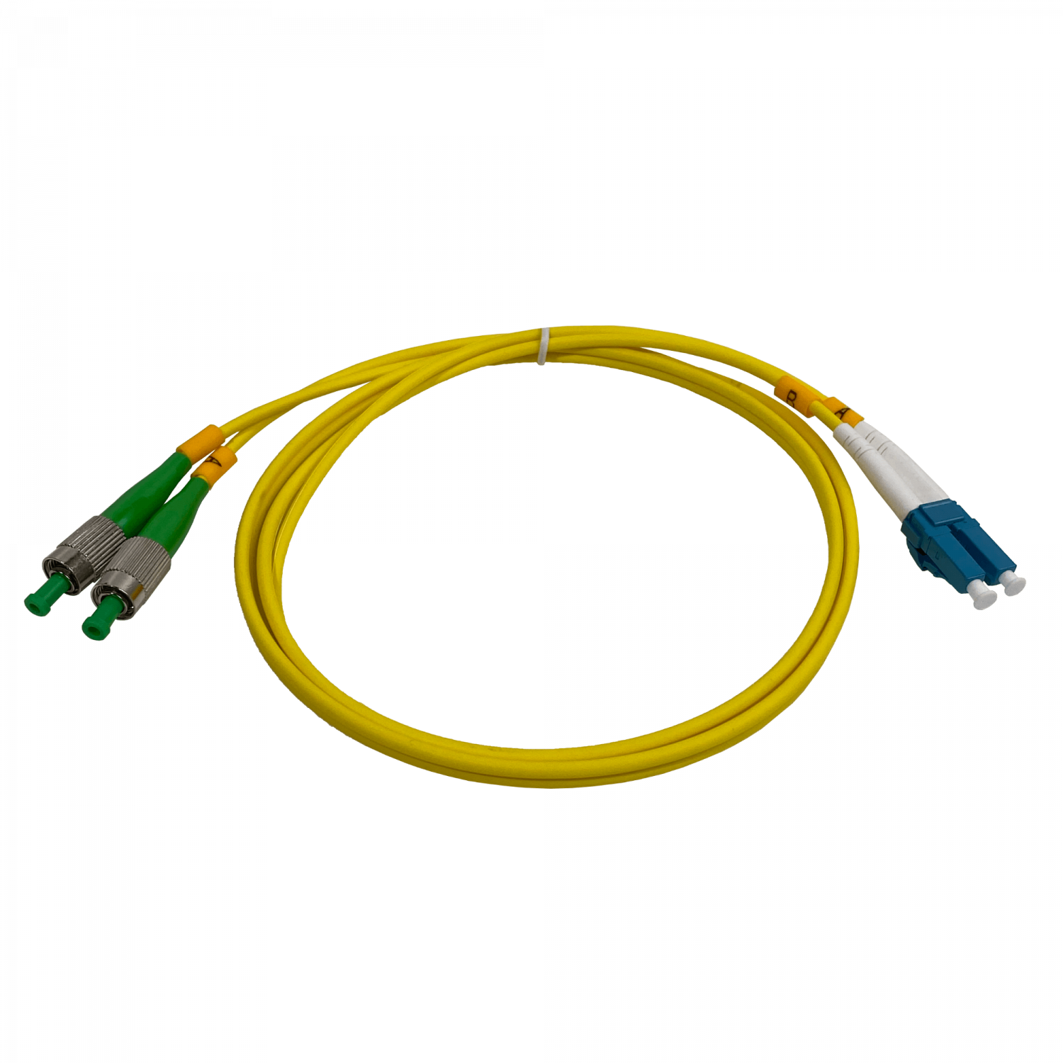 1mt FC/APC-LC/UPC MonoModo SM Duplex Jumper Cable Fibra 9/125um 3mm 3