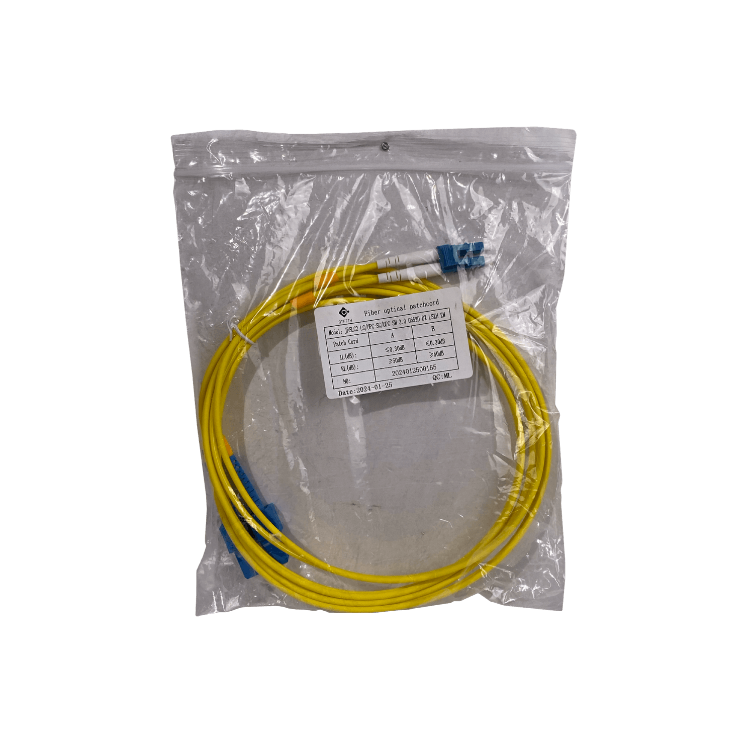 2mt LC-SC/UPC MonoModo SM Duplex Jumper Cable Fibra 9/125um 3mm 1