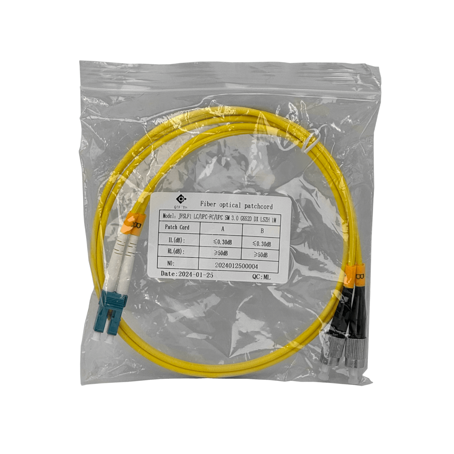 1mt LC-FC MonoModo SM Duplex Jumper Cable Fibra 9/125um LSZH 1