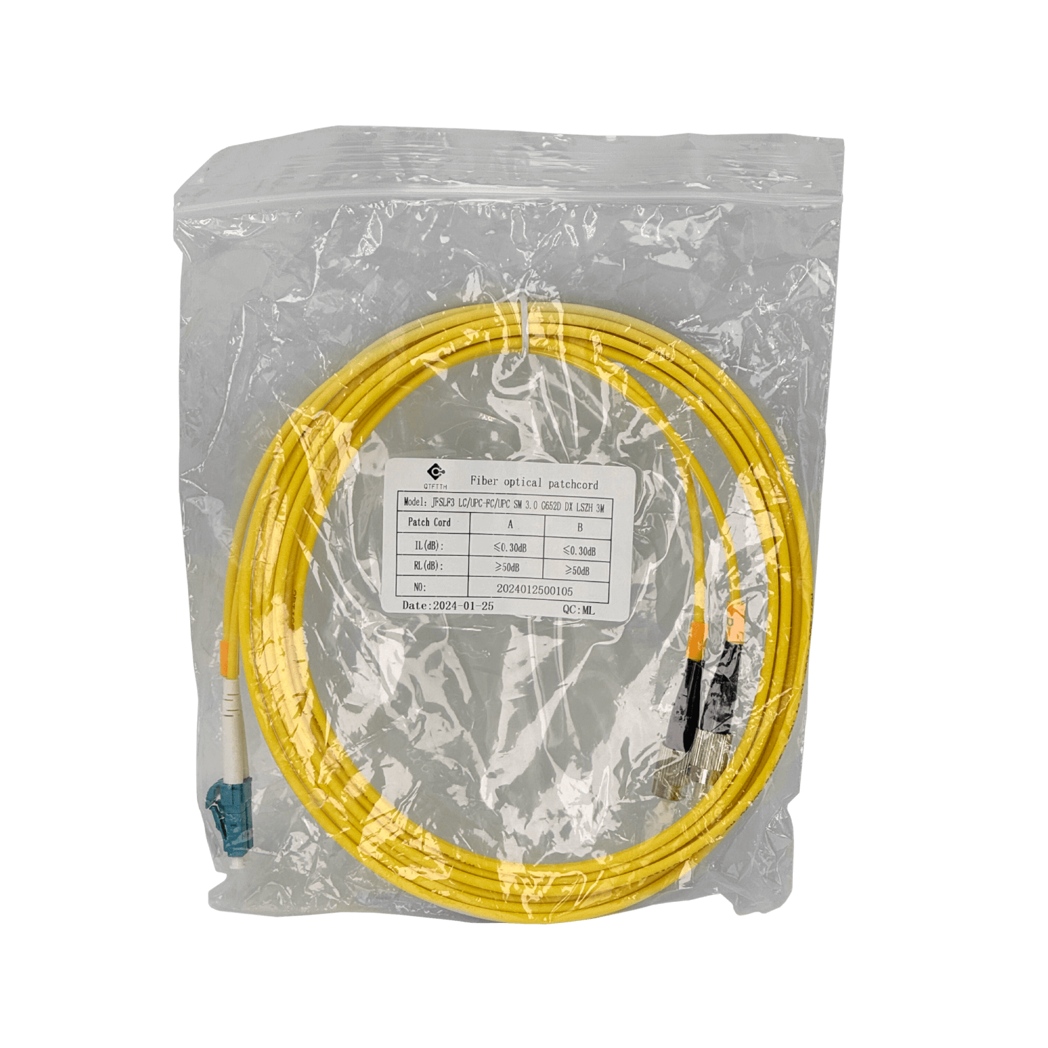 3mt LC-FC MonoModo SM Duplex Jumper Cable Fibra 9/125um LSZH 3