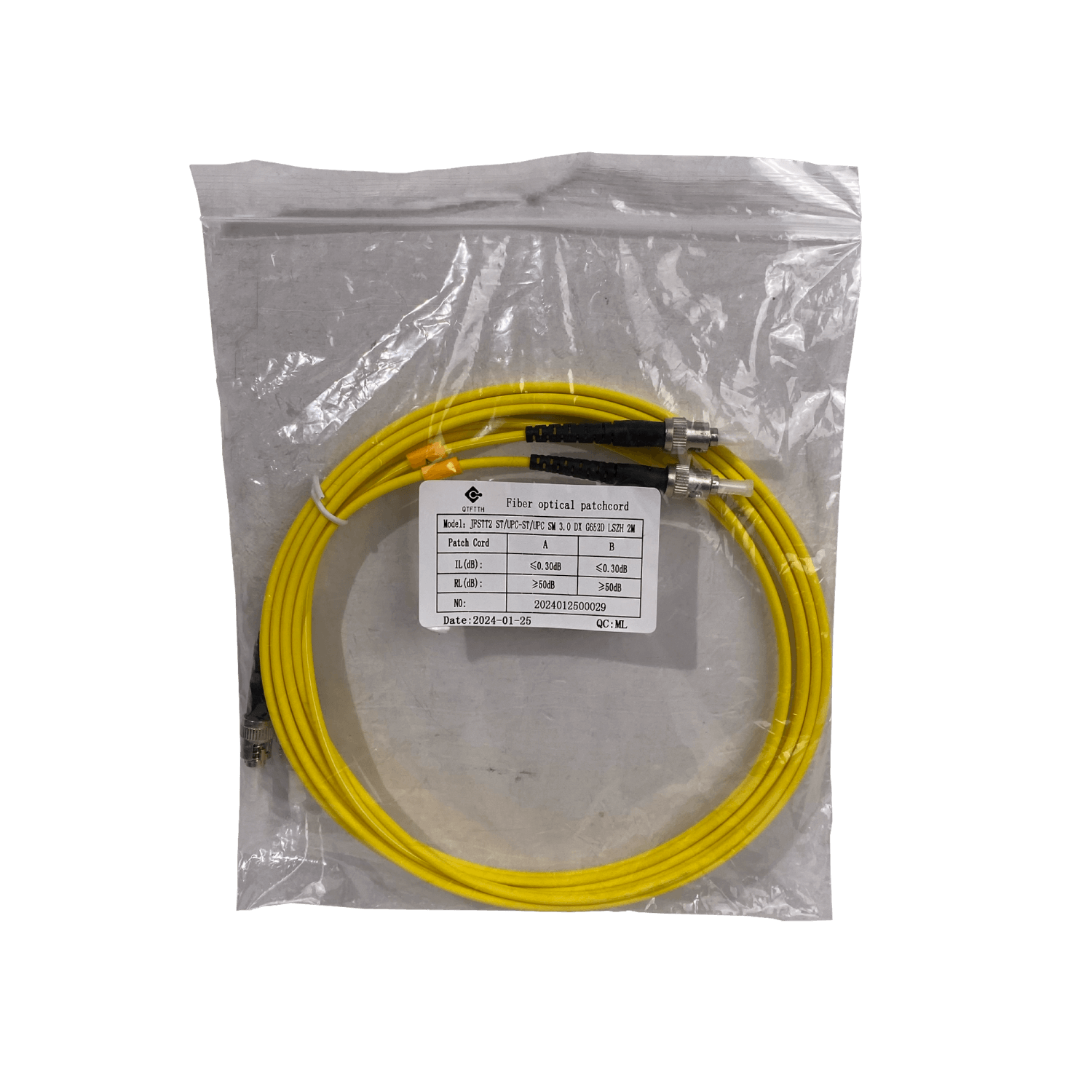 2mt ST-ST MonoModo SM Duplex Jumper Cable Fibra 9/125um 3mm 3