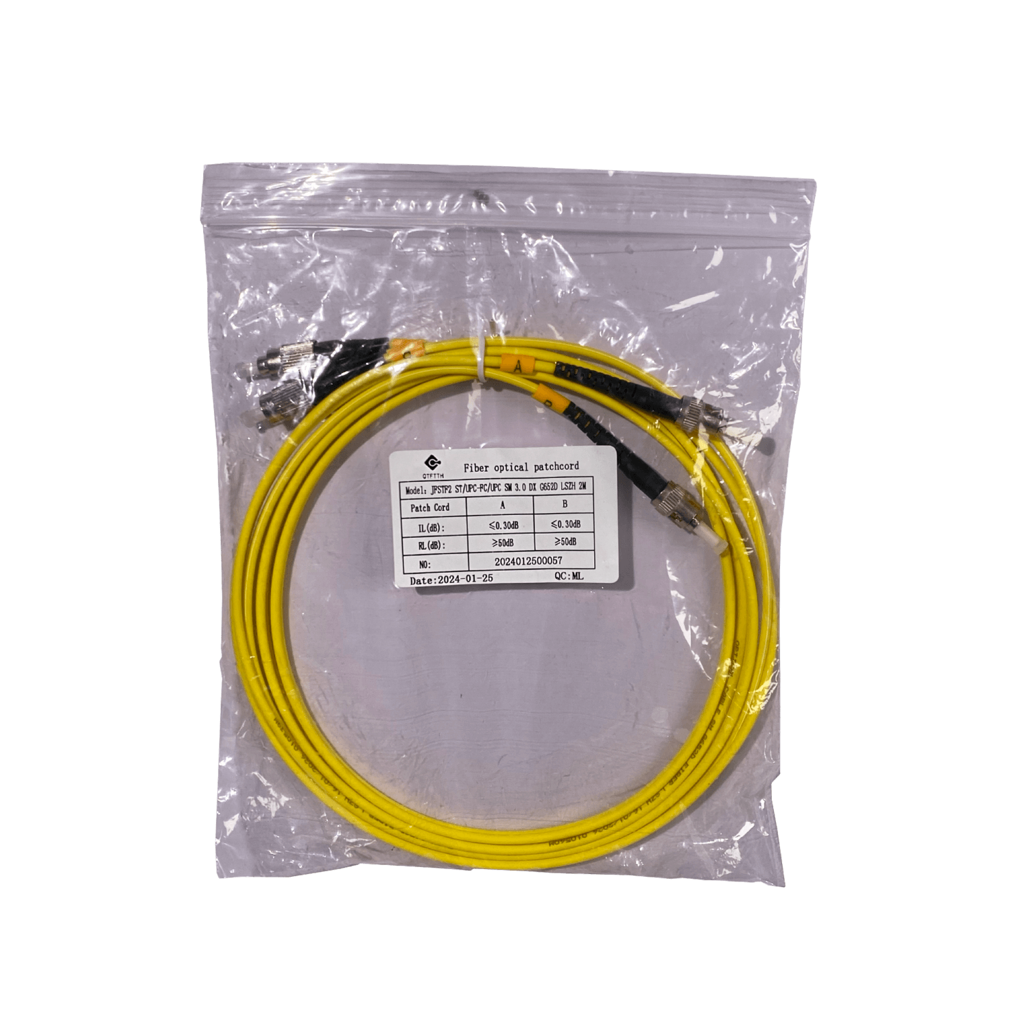 2mt ST-FC MonoModo SM Duplex Jumper Cable Fibra 3.0mm 9/125um LSZH 3