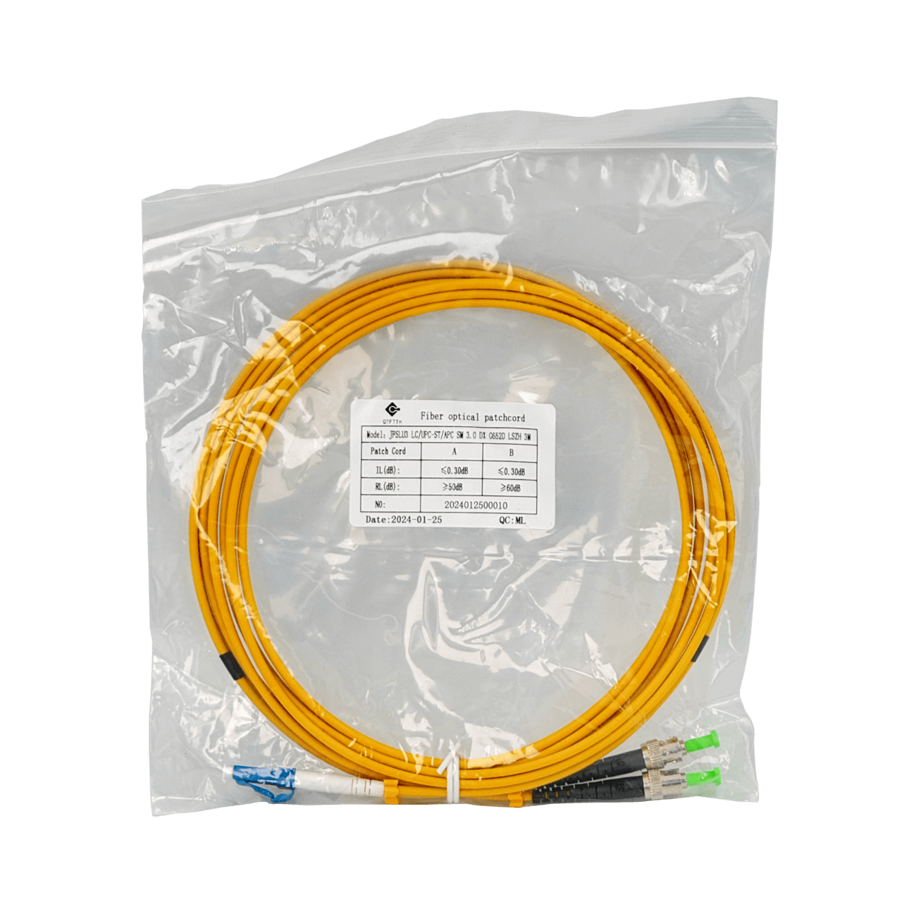 3mt LC/UPC-ST/APC MonoModo SM Duplex Jumper Cable Fibra 9/125um 3mm 3