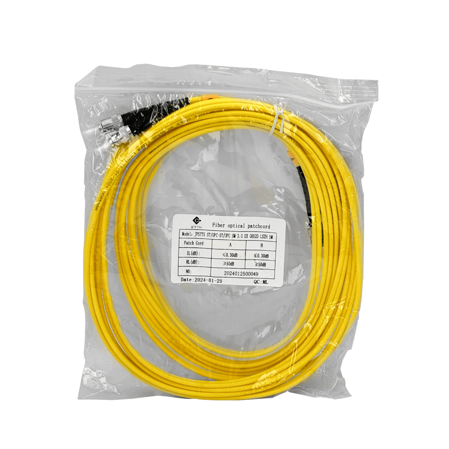 5mt ST-ST MonoModo SM Duplex Jumper Cable Fibra 9/125um 3mm 2