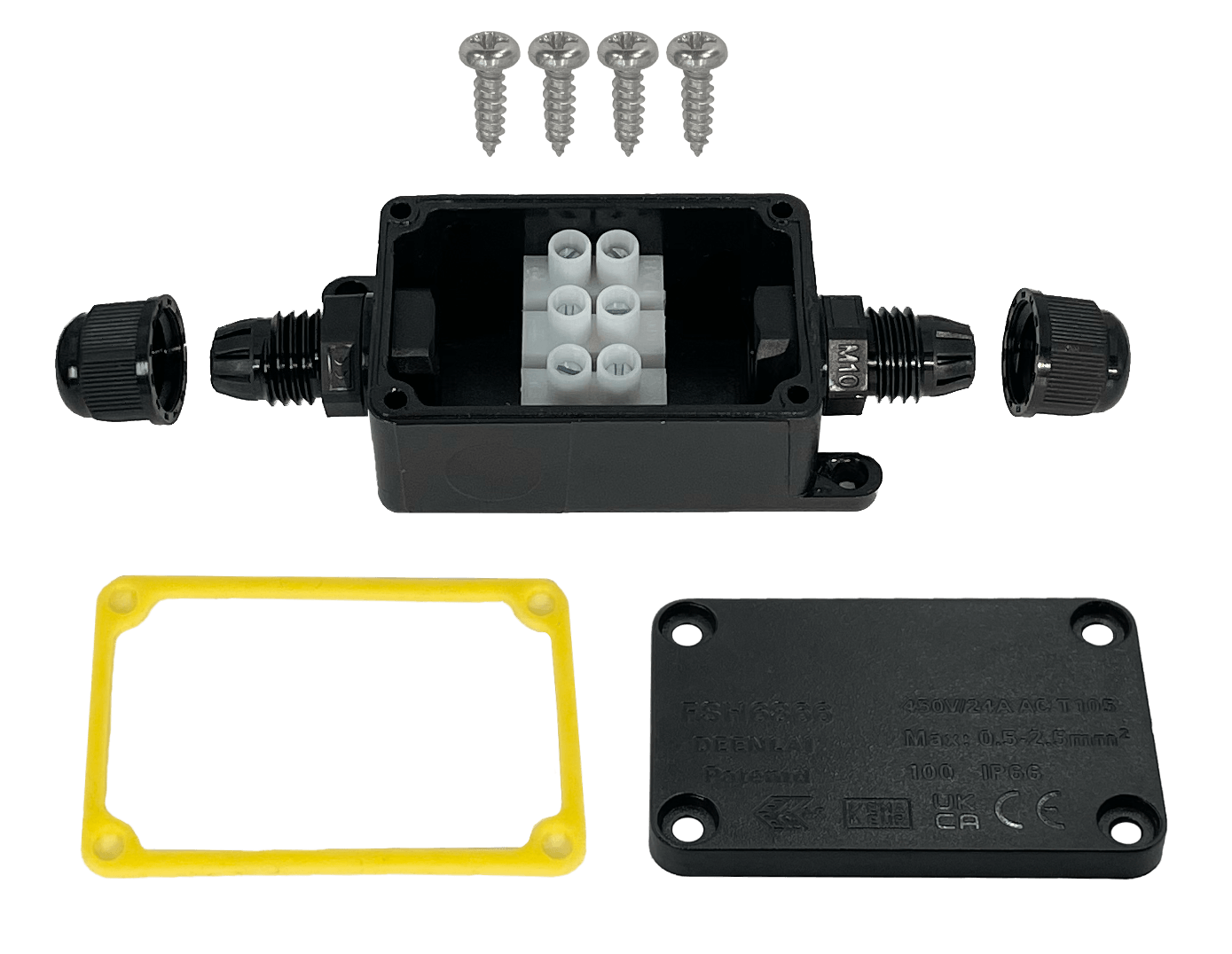 Caja de conexiones copla 24A 450V AWG24-10 IP66 3x0,5-2,5mm2 1