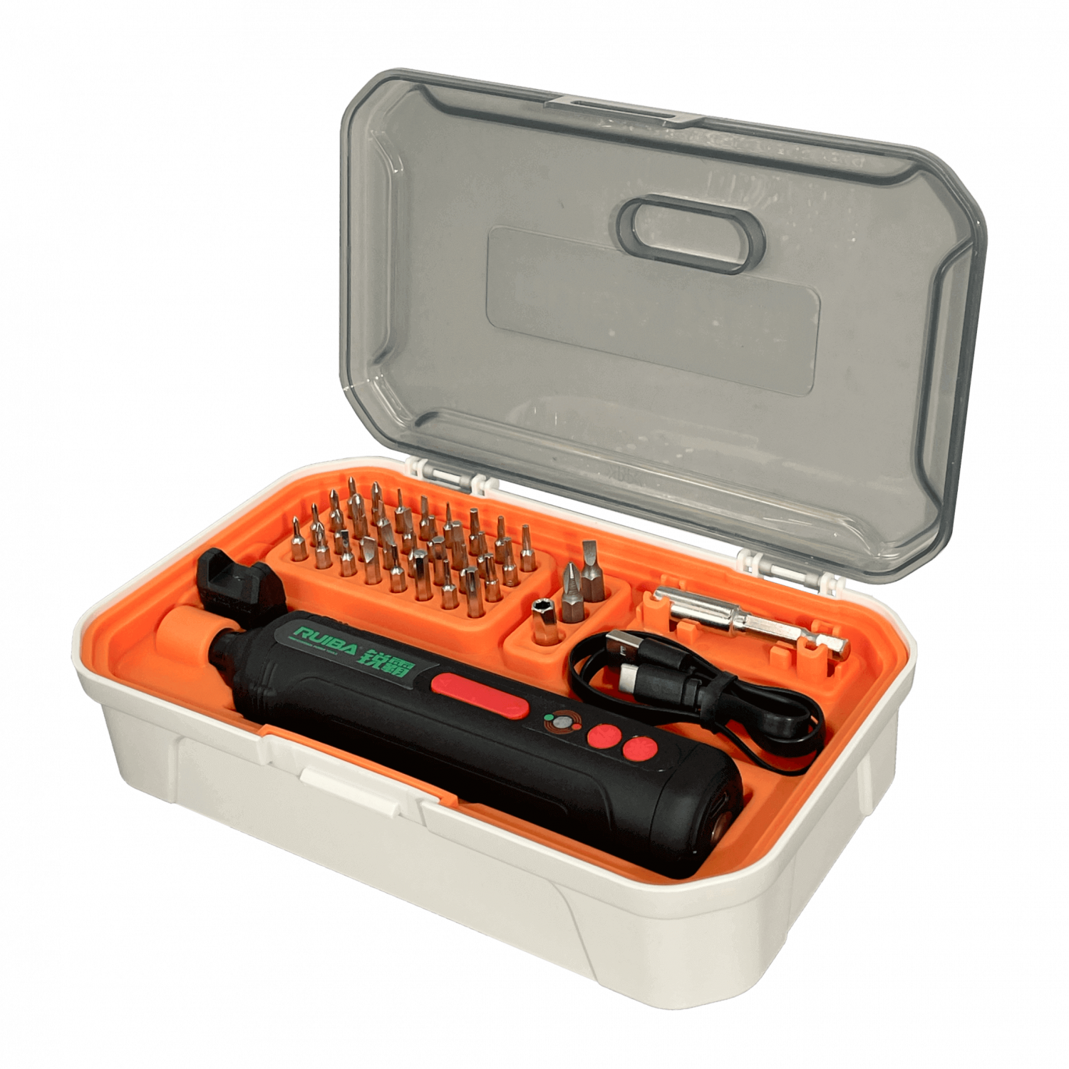RUIBA Juego de Atornillador inalambrico Recargable 36-Puntas LED USB 1