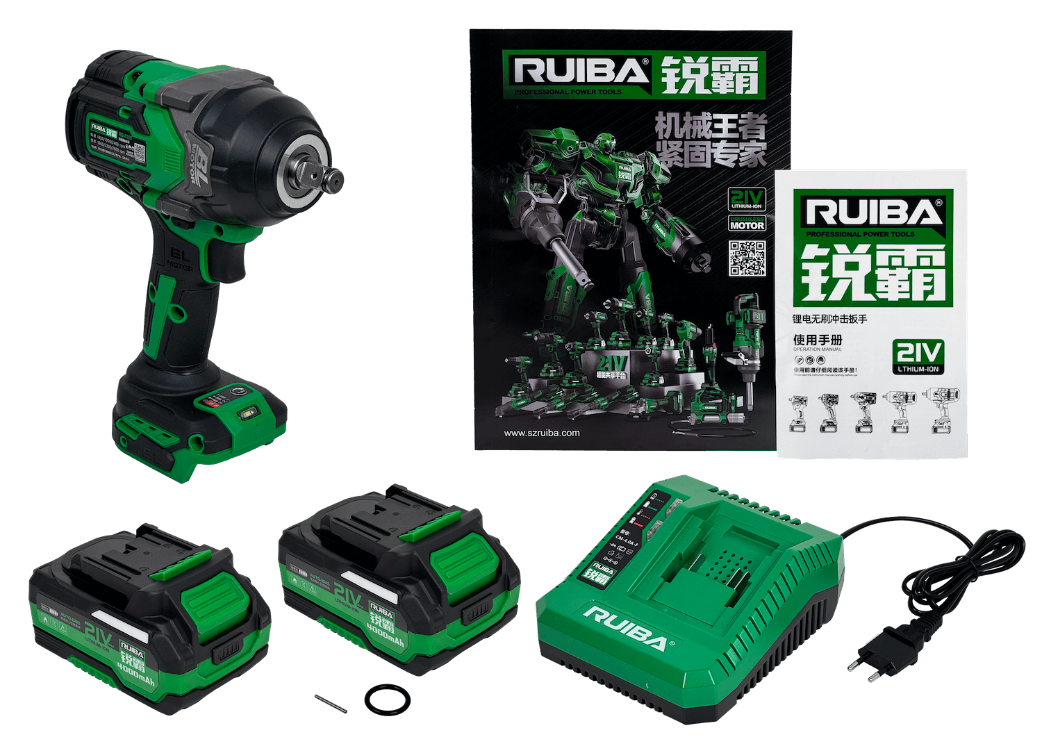 RUIBA Llave De Impacto Inlambrica 1/2-Pulg 12,7mm + 2 Bat-ion 21V 4Ah 5