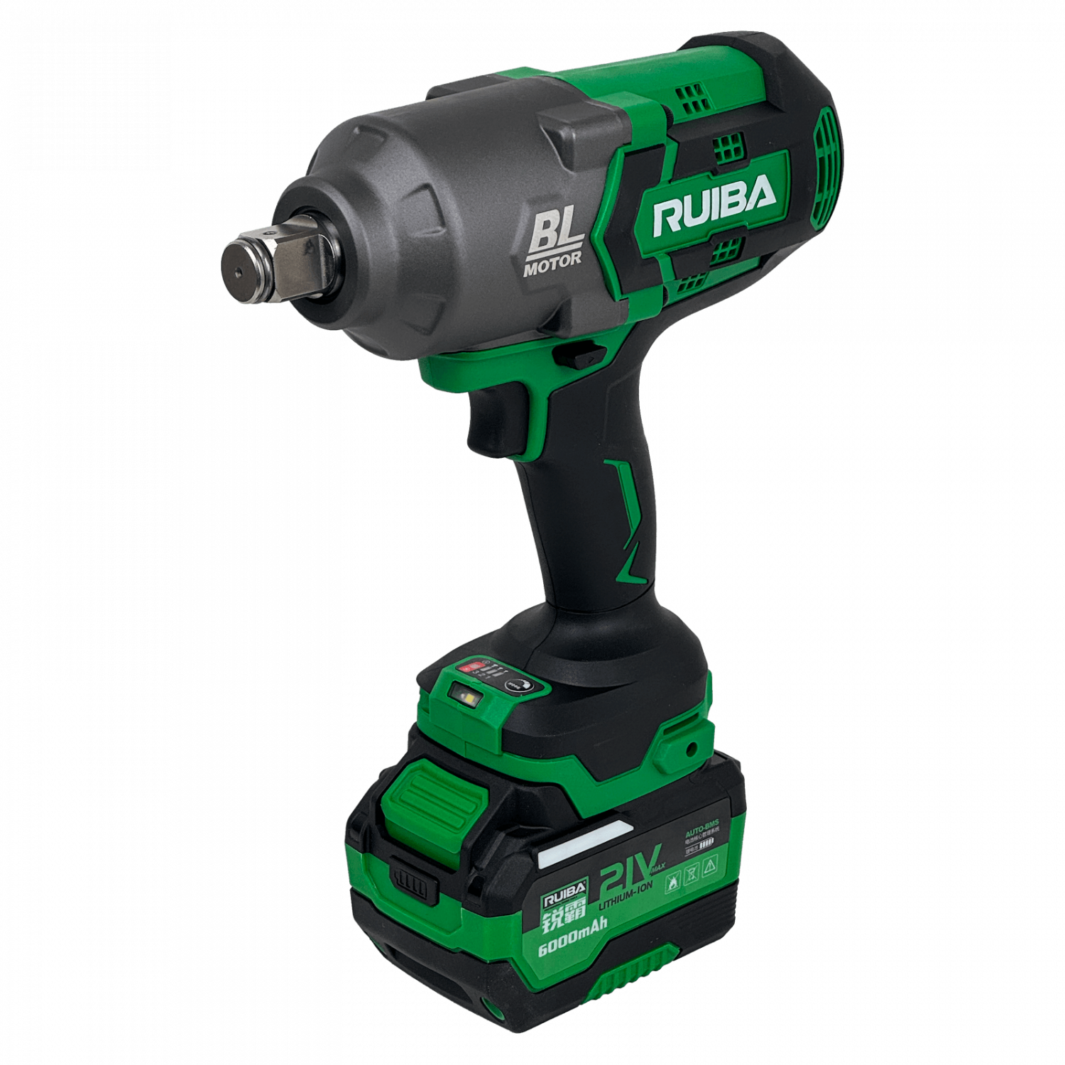 RUIBA Llave de impacto inlambrica 3/4-Ps ulg 19mm + 2 Bat-ion 21V 4Ah 8
