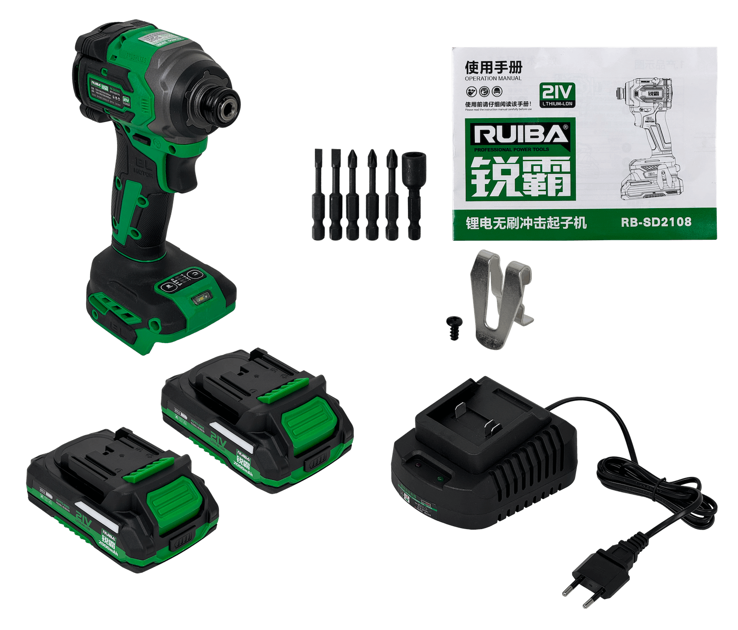 Taladro de Impacto Inalámbrico RUIBA RB-SD2108 - Brushless, 21V, 230NM 5