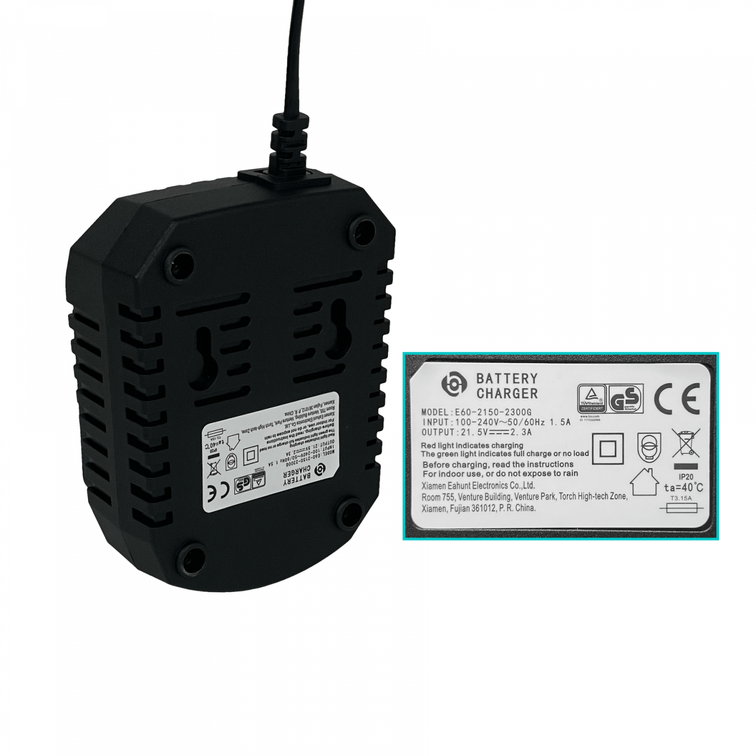 Cargador de Bateria inteligente 21,5V 2,3A Largo-145cm IP20,RUIBA 1