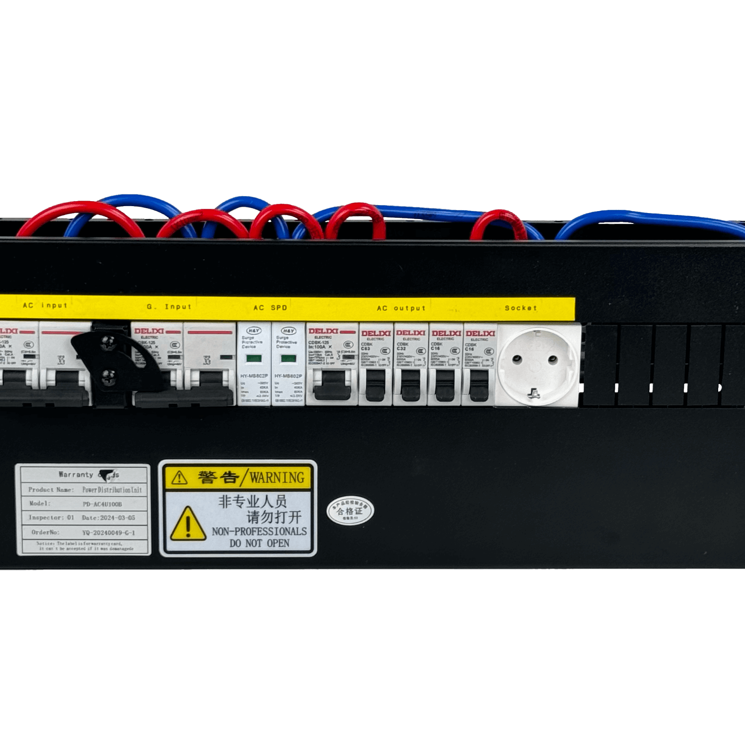 100A 1-Fase Sistema de Transferencia Manual 4-out 1-Schuko Rack 4U 3