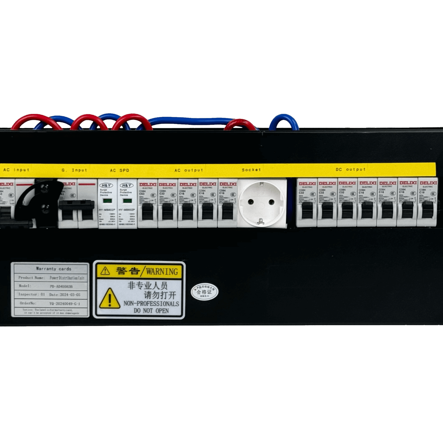 63A 1-Fase Sistema de Transf Manual 5-out-AC 1-SchukO 7-out-DC Rack 4U 1